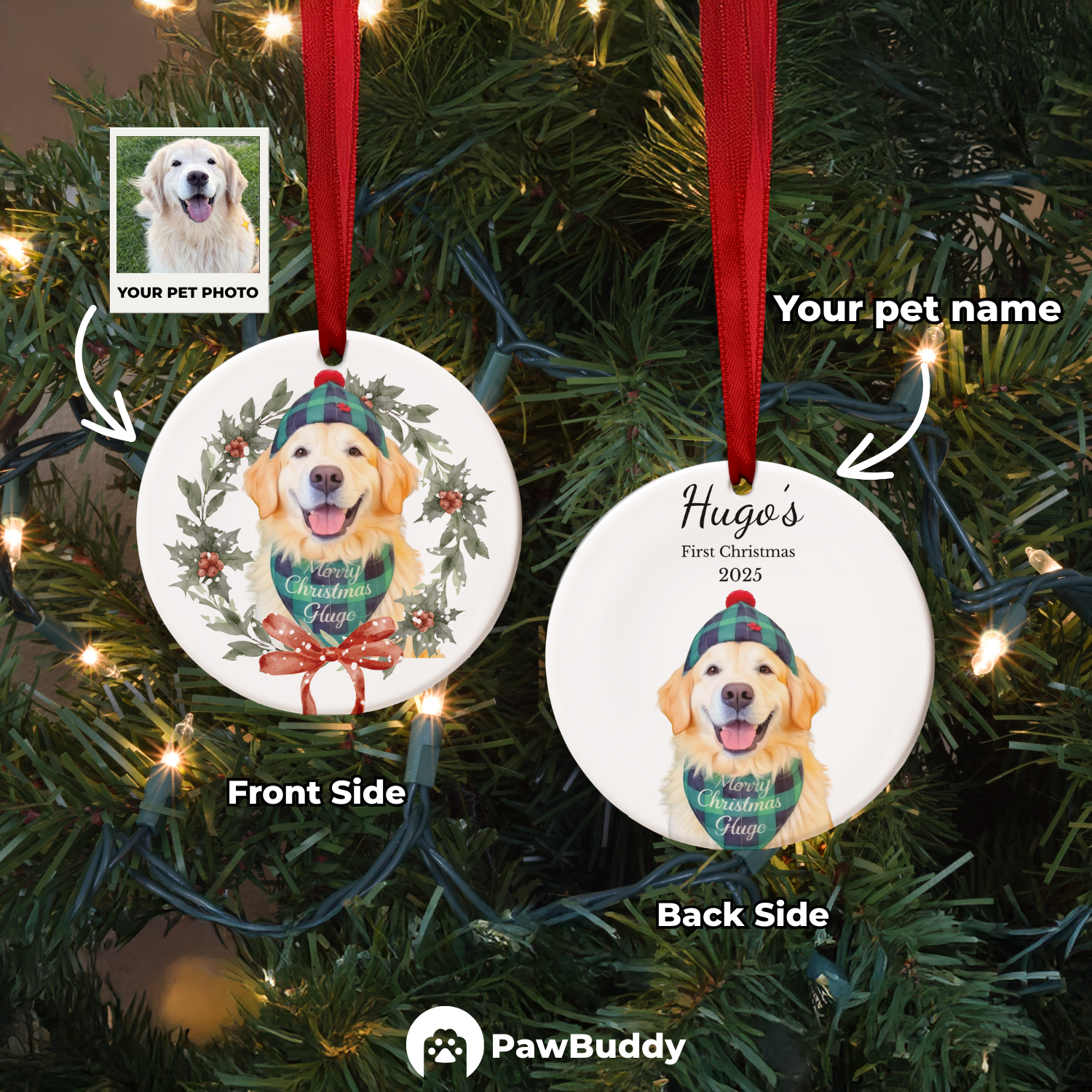 Custom Pet Ceramic Ornament Collection – Personalized High-Quality Keepsake with Double-Side Printing, Perfect for Year-Round Decor or Meaningful Gifts for Pet Lovers