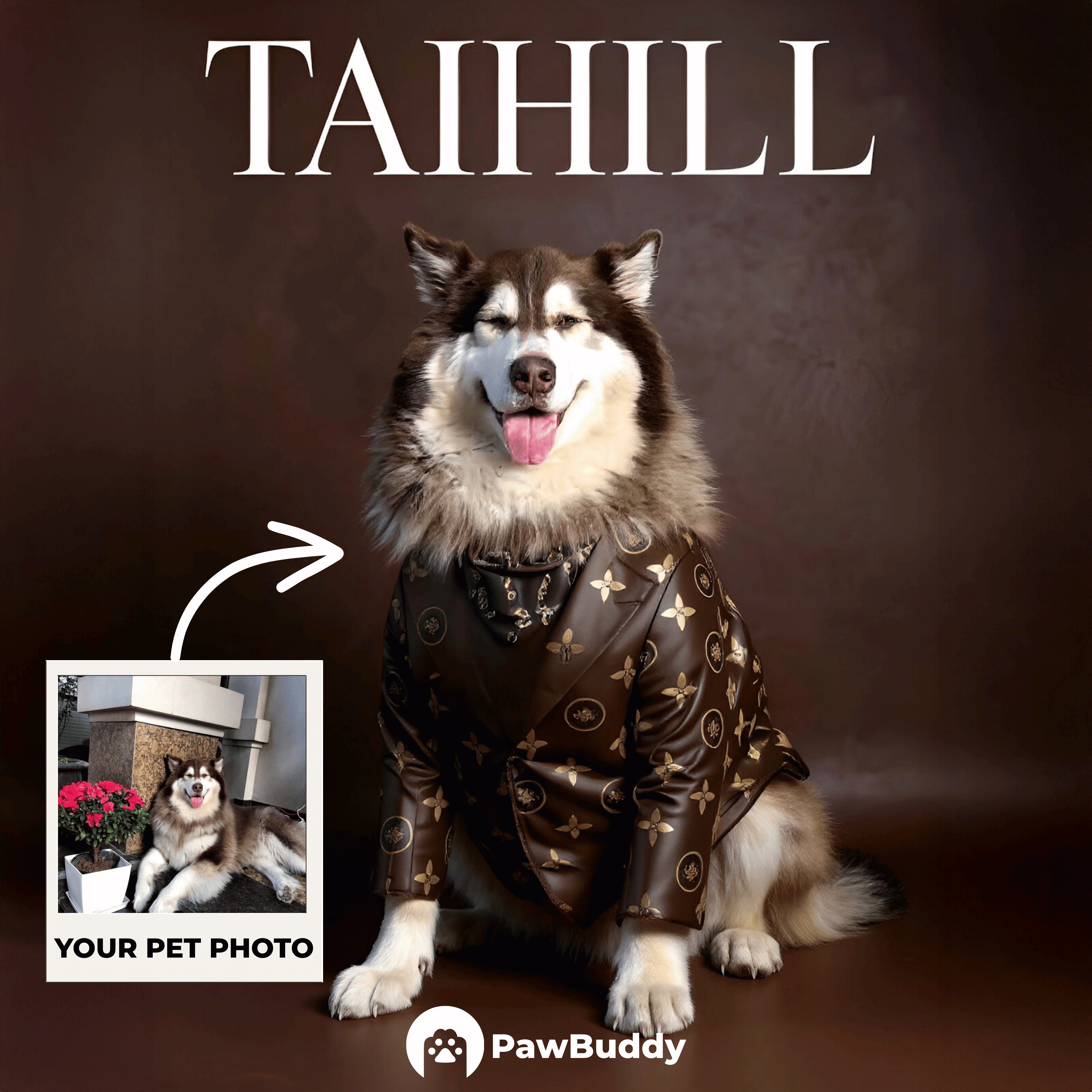Custom Pet Portrait French Luxury Fashion Couture Style Digital Artwork – Personalized High-Resolution Artwork for Pet Lovers, Perfect for Online Sharing or as a Unique Elegant Keepsake
