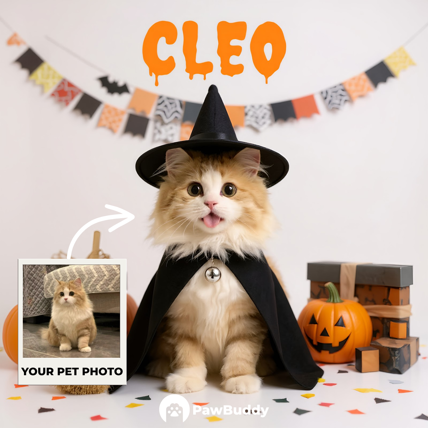 Custom Pet Portrait Classic Witch Halloween Style Digital Artwork - Personalized High-Resolution Artwork for Pet Lovers, Perfect for Online Sharing or as a Unique Spooky-Themed Keepsake