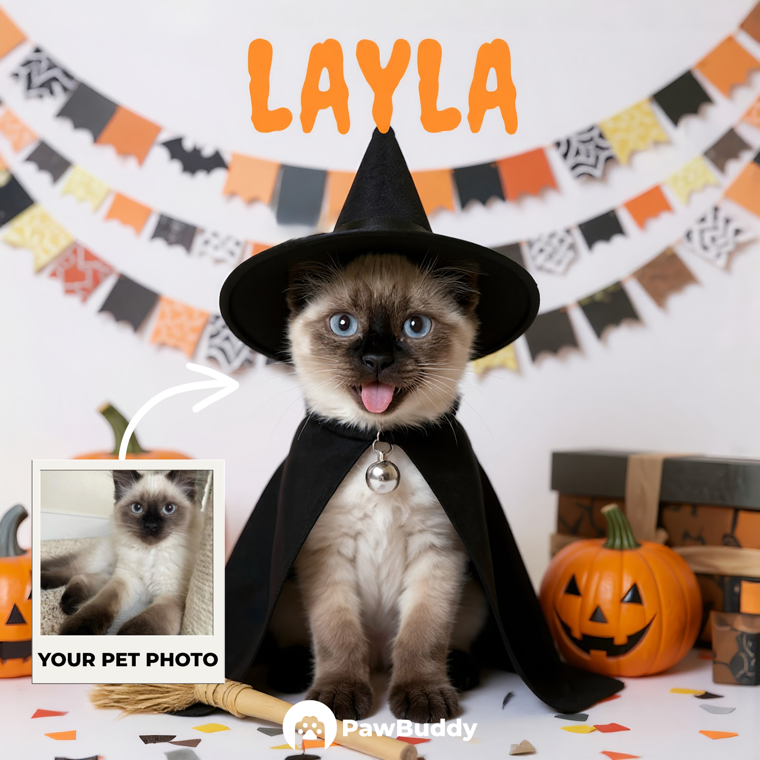 Custom Pet Portrait Classic Witch Halloween Style Digital Artwork - Personalized High-Resolution Artwork for Pet Lovers, Perfect for Online Sharing or as a Unique Spooky-Themed Keepsake