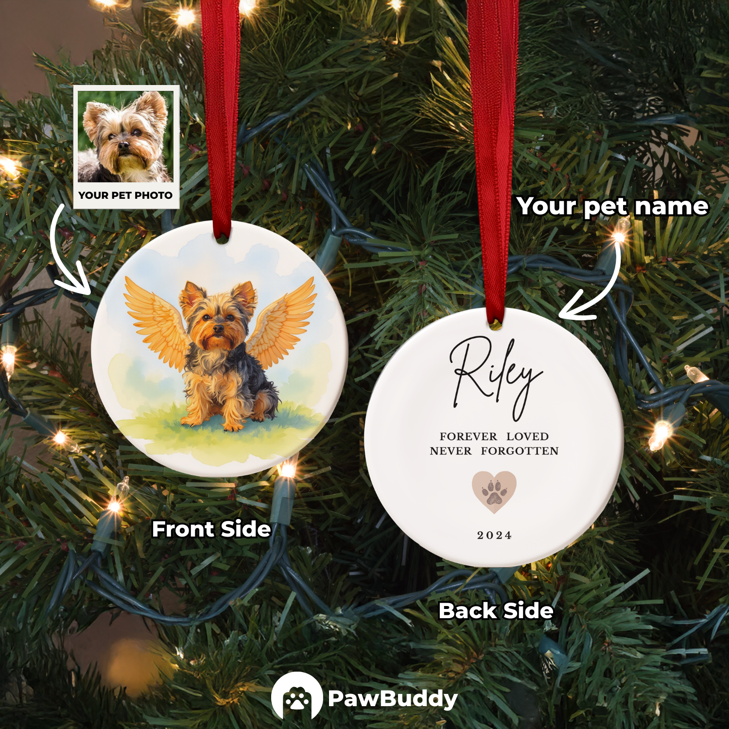 Custom Pet Ceramic Ornament Collection – Personalized High-Quality Keepsake with Double-Side Printing, Perfect for Year-Round Decor or Meaningful Gifts for Pet Lovers