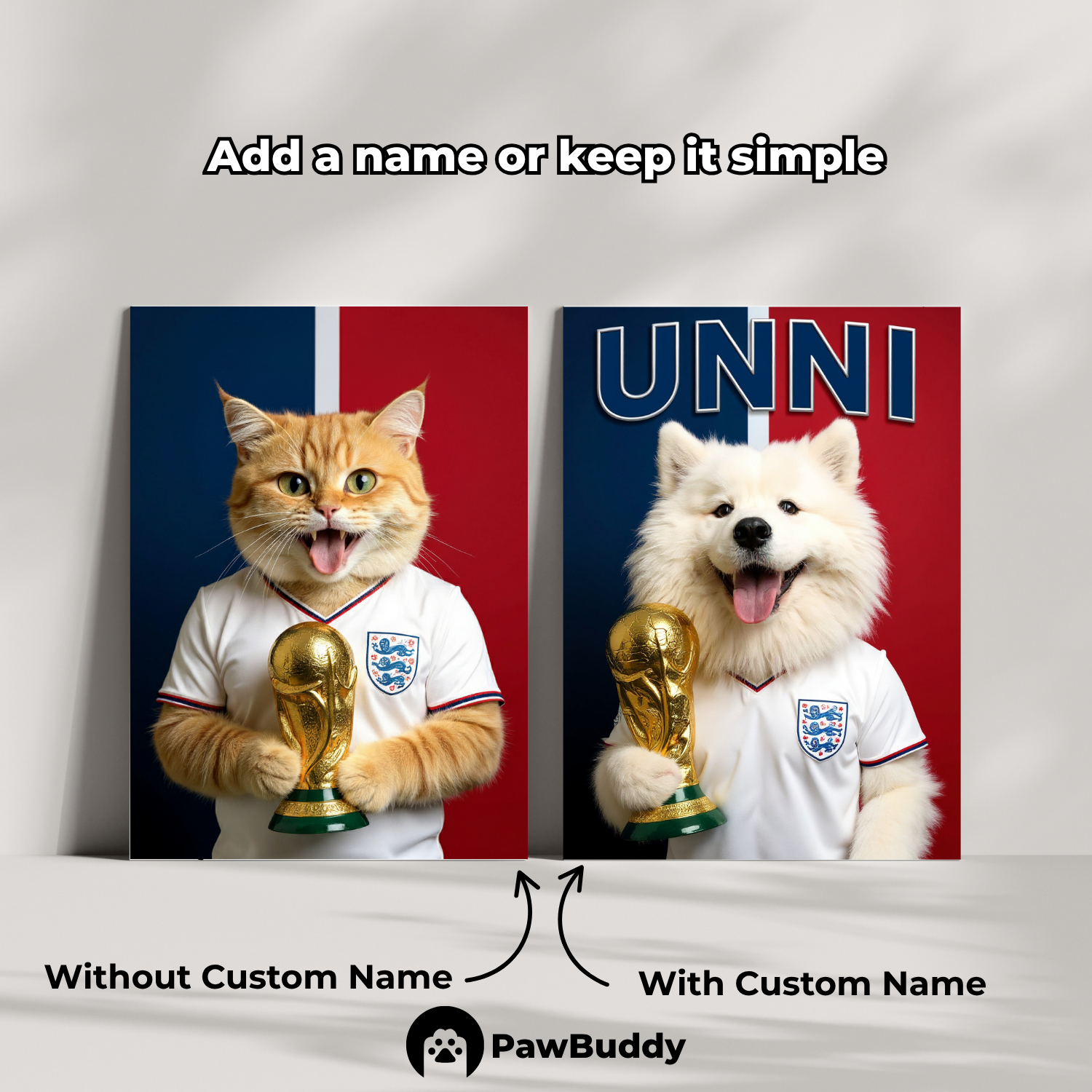 Custom Pet Poster Champion Soccer Portrait – Personalized High-Resolution Matte Print for Wall Art, Home Decor, or Unique Gifts for Pet Lovers (Frame Not Included)