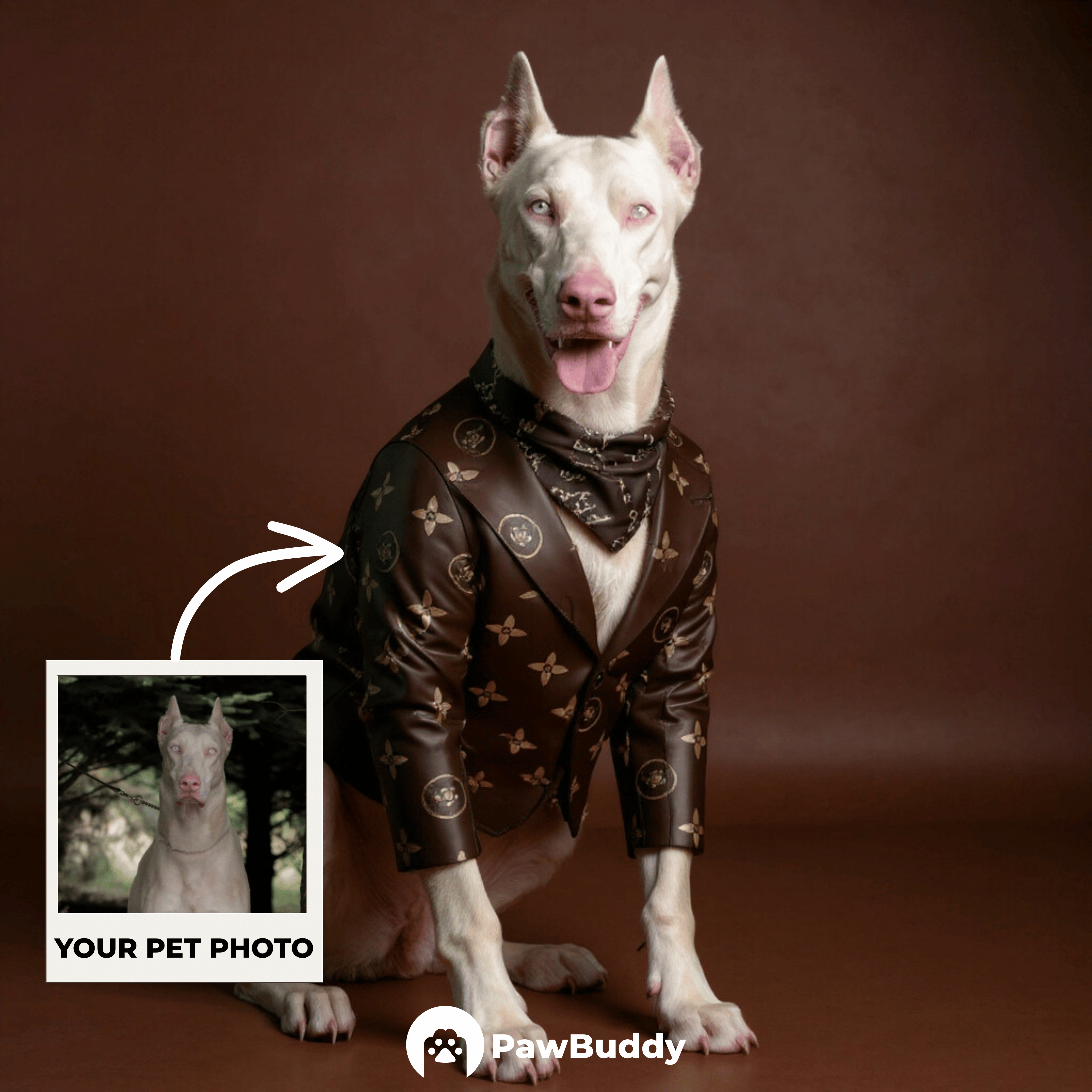 Custom Pet Portrait French Luxury Fashion Couture Style Digital Artwork – Personalized High-Resolution Artwork for Pet Lovers, Perfect for Online Sharing or as a Unique Elegant Keepsake