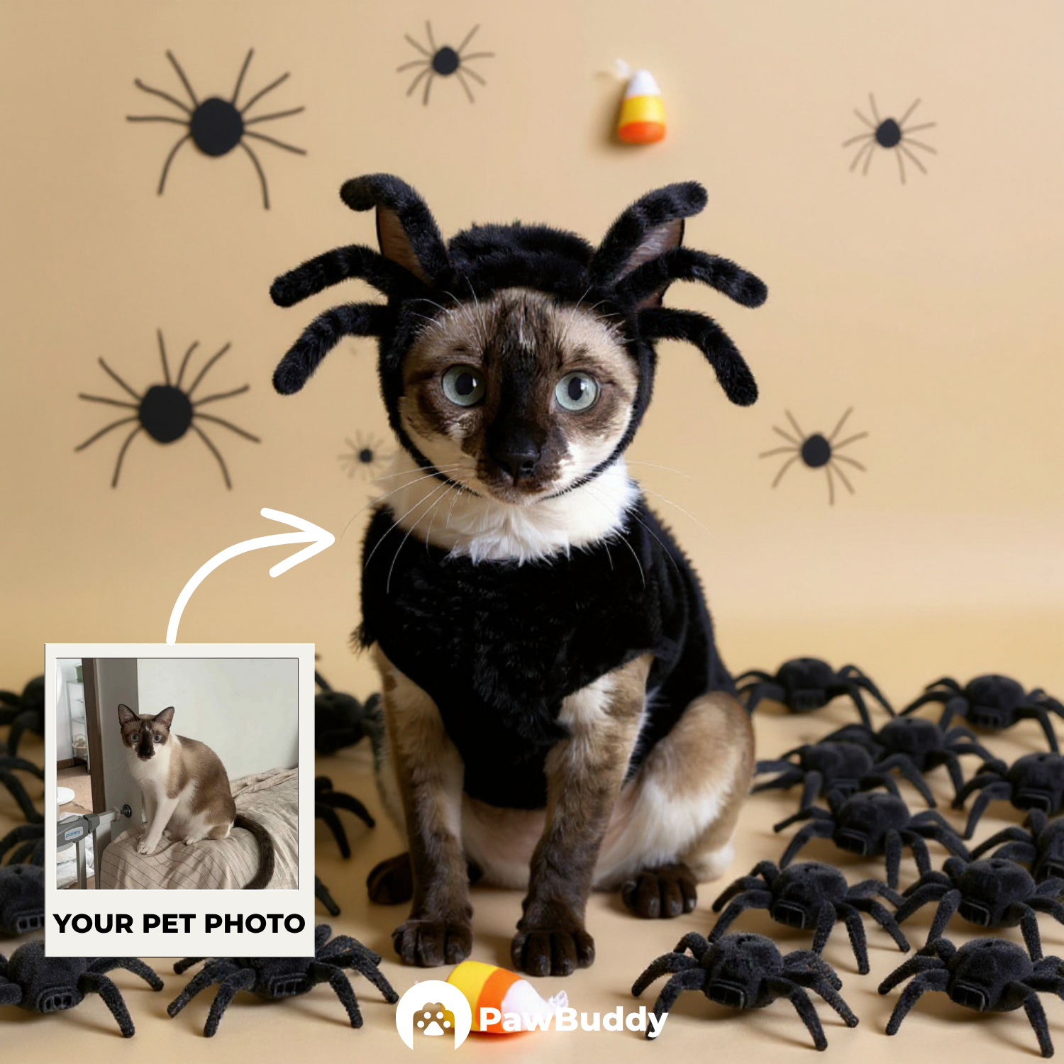 Custom Pet Portrait Spider Crawler Halloween Style Digital Artwork - Personalized High-Resolution Artwork for Pet Lovers, Perfect for Online Sharing or as a Unique Spooky-Themed Keepsake