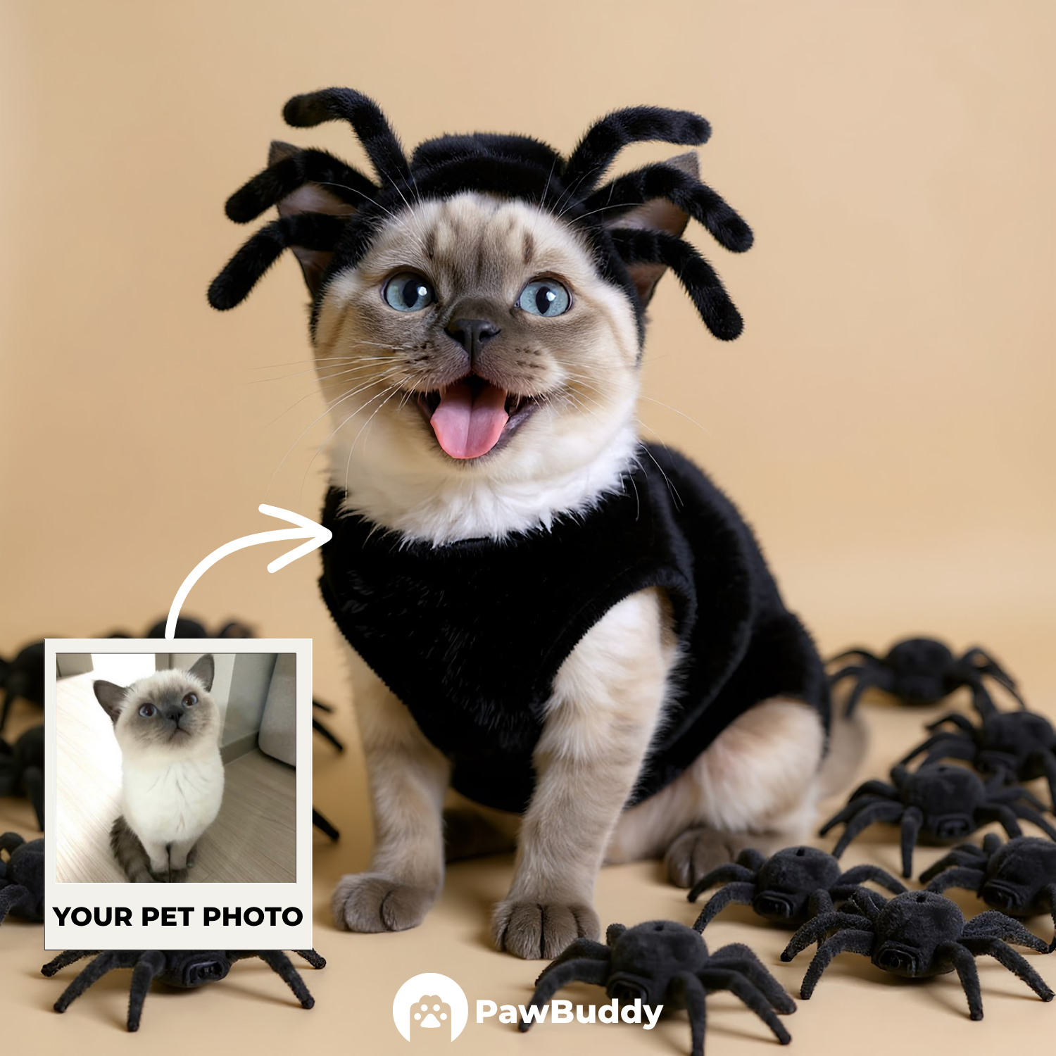 Custom Pet Portrait Spider Crawler Halloween Style Digital Artwork - Personalized High-Resolution Artwork for Pet Lovers, Perfect for Online Sharing or as a Unique Spooky-Themed Keepsake