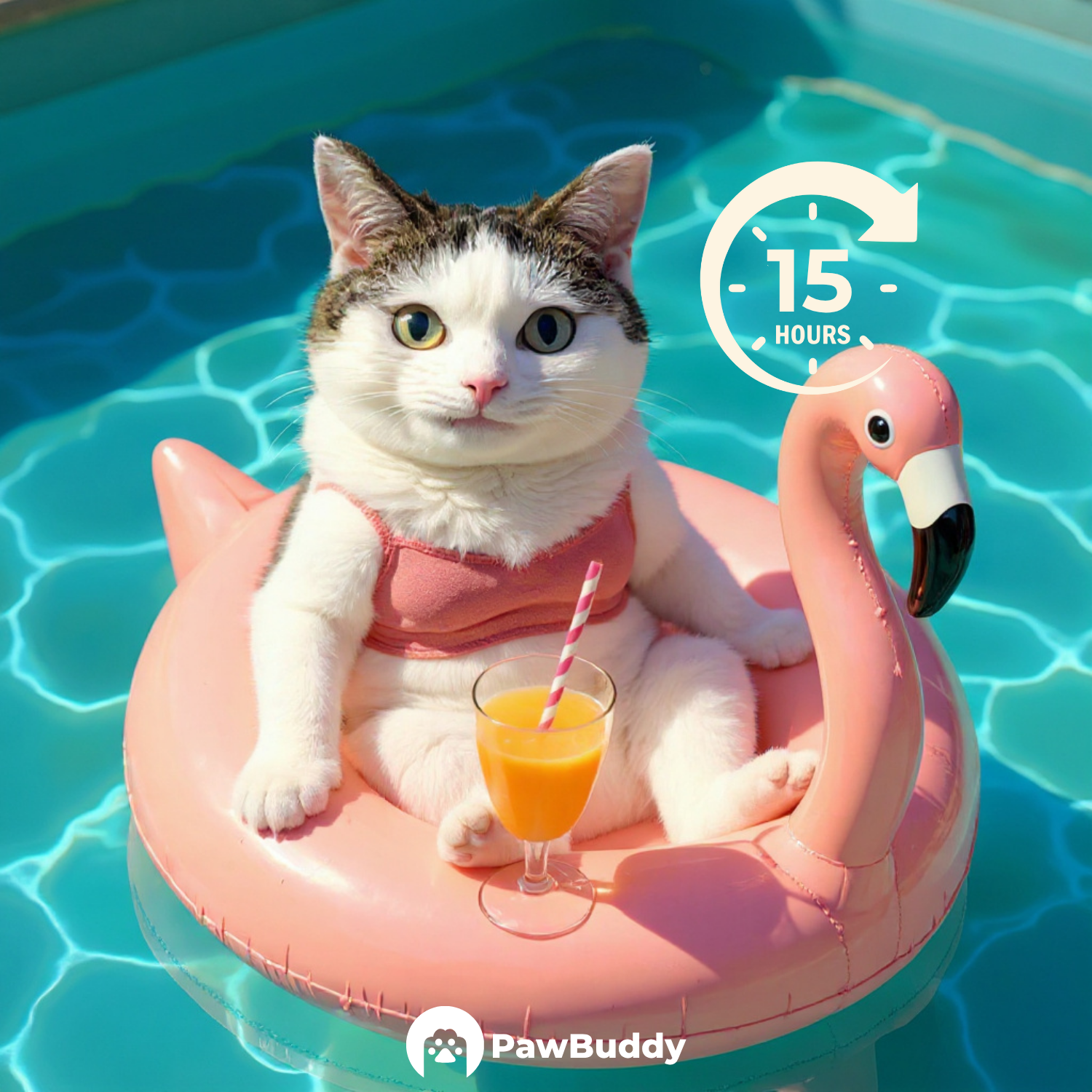 Custom Pet Portrait Pink Flamingo Float Summer Style Digital Artwork - Personalized High-Resolution Artwork for Pet Lovers, Perfect for Online Sharing or as a Unique Summer-Themed Keepsake