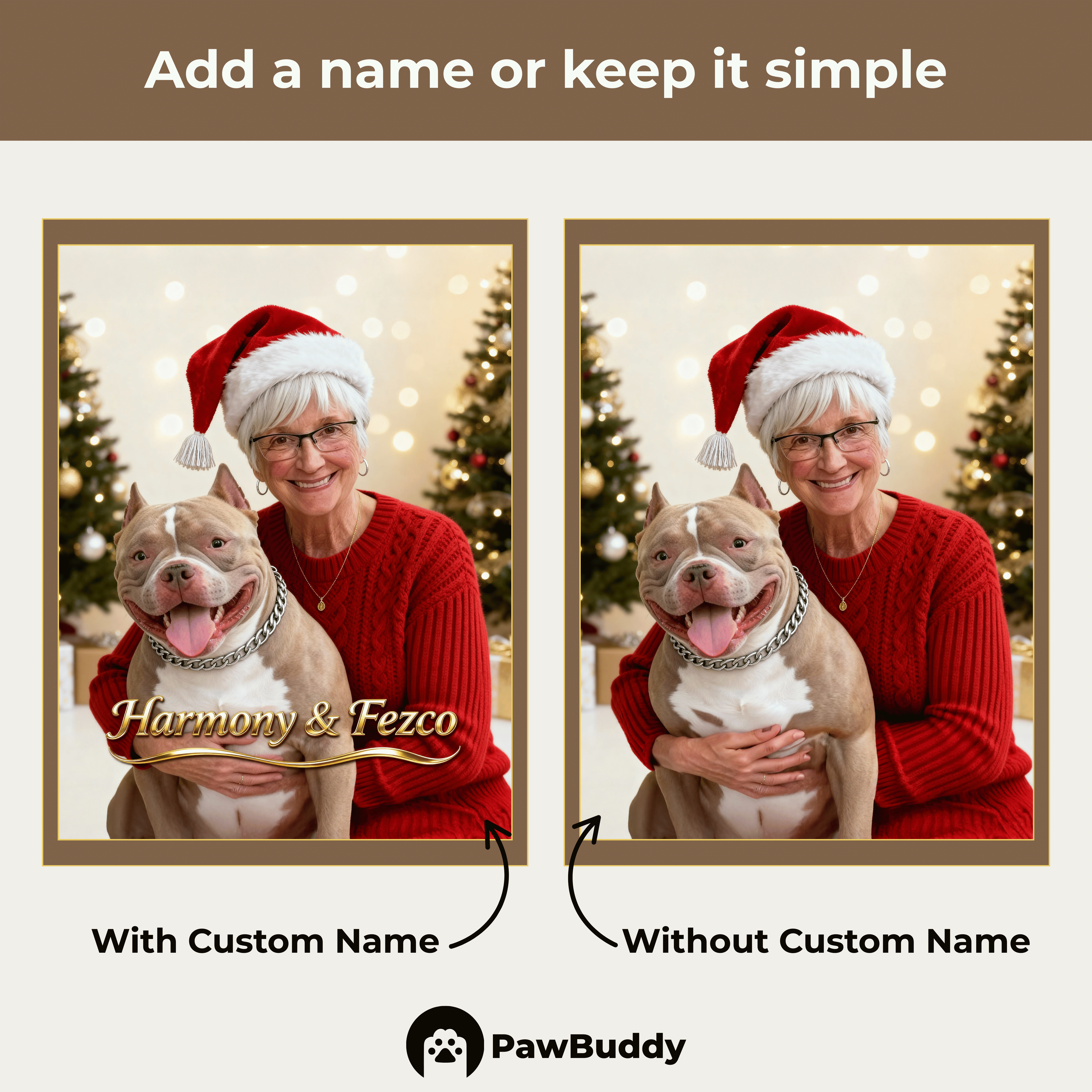 Custom Human & Pet Portrait Merry Glow Christmas Digital Artwork - Personalized High Resolution Artwork for Pet Lovers, Perfect for Online Sharing or as a Unique Holiday Keepsake