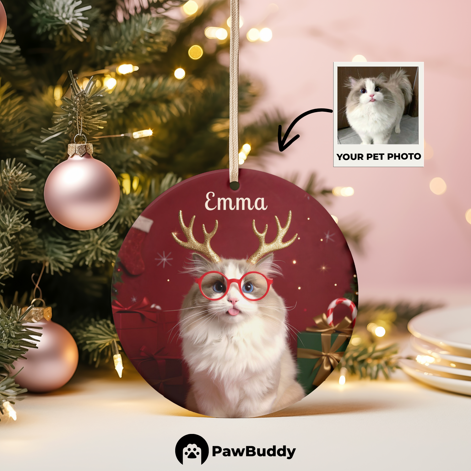 Custom Pet Ceramic Ornament Collection – Personalized High-Quality Keepsake with Double-Side Printing, Perfect for Year-Round Decor or Meaningful Gifts for Pet Lovers