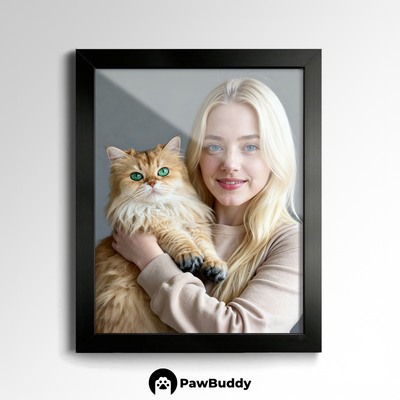 Custom Human & Pet Poster Charcoal Bond Portrait – Personalized High-Resolution Matte Print for Wall Art, Home Decor, or Unique Gifts for Pet Lovers (Frame Not Included)