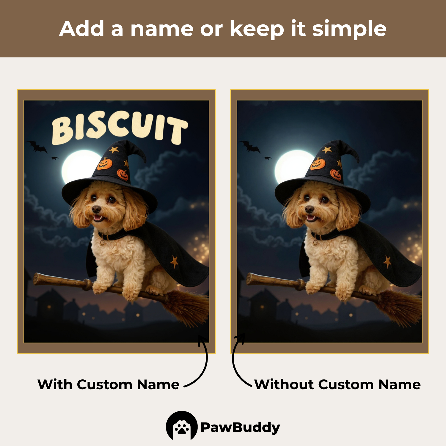 Custom Pet Portrait Moonlight Witch Flight Halloween Style Digital Artwork - Personalized High-Resolution Artwork for Pet Lovers, Perfect for Online Sharing or as a Unique Spooky-Themed Keepsake
