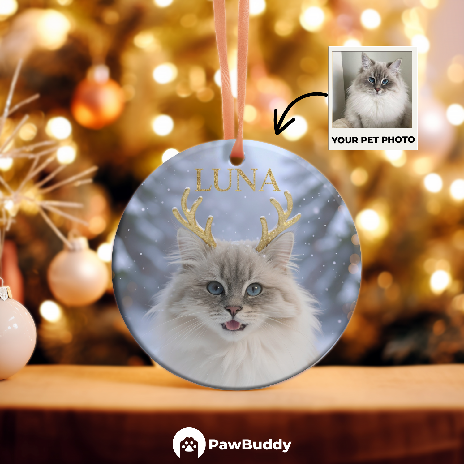Custom Pet Ceramic Ornament Collection – Personalized High-Quality Keepsake with Double-Side Printing, Perfect for Year-Round Decor or Meaningful Gifts for Pet Lovers