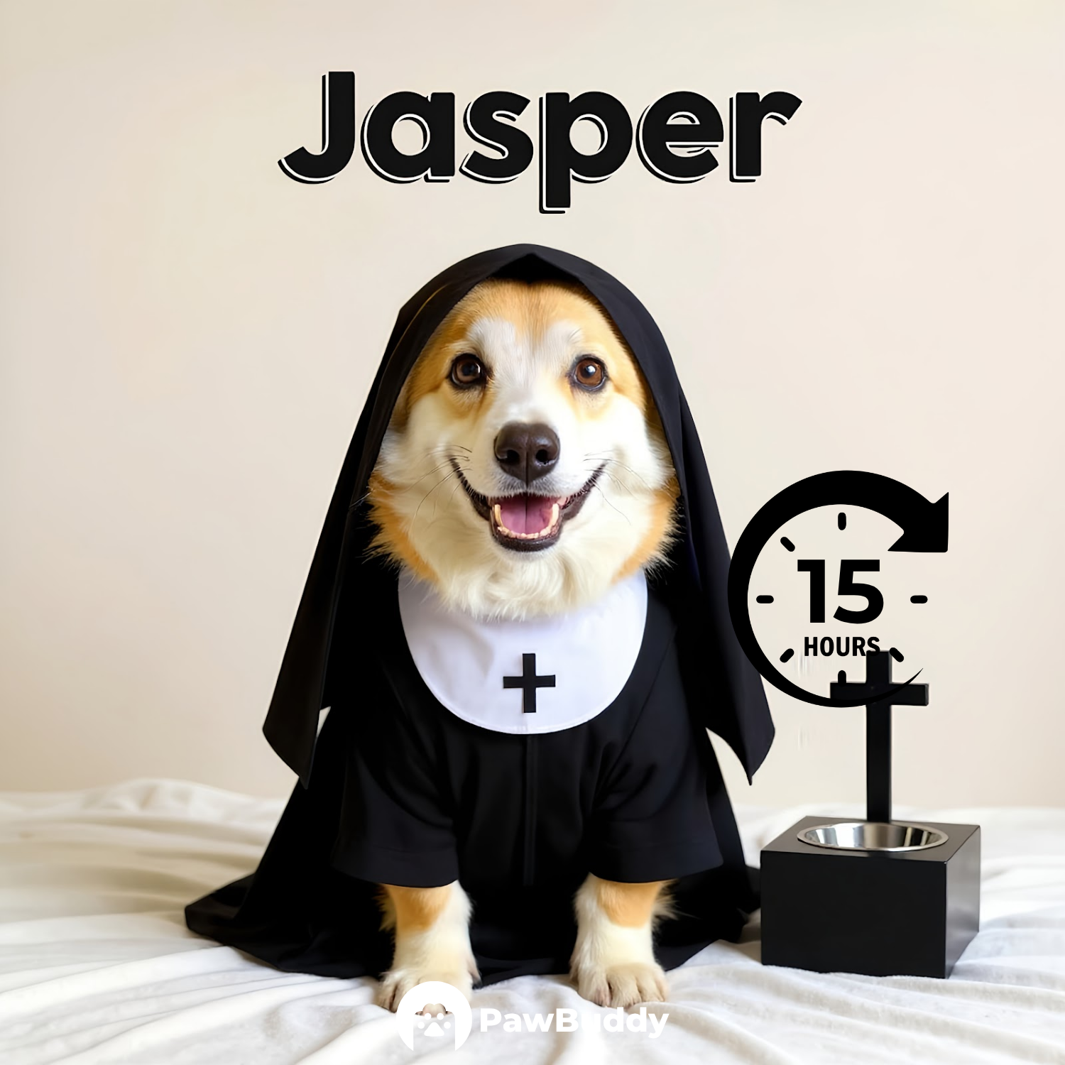 Custom Pet Portrait Holy Nun Halloween Style Digital Artwork - Personalized High-Resolution Artwork for Pet Lovers, Perfect for Online Sharing or as a Unique Spooky-Themed Keepsake