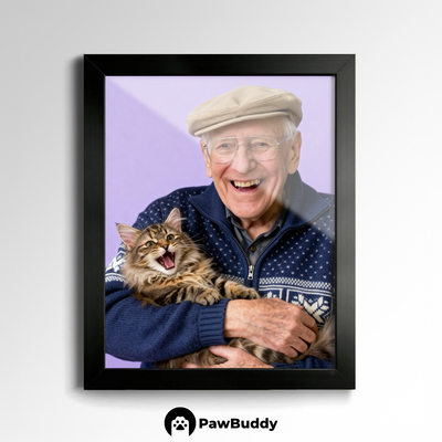 Custom Human & Pet Poster Lilac Bliss Portrait – Personalized High-Resolution Matte Print for Wall Art, Home Decor, or Unique Gifts for Pet Lovers (Frame Not Included)