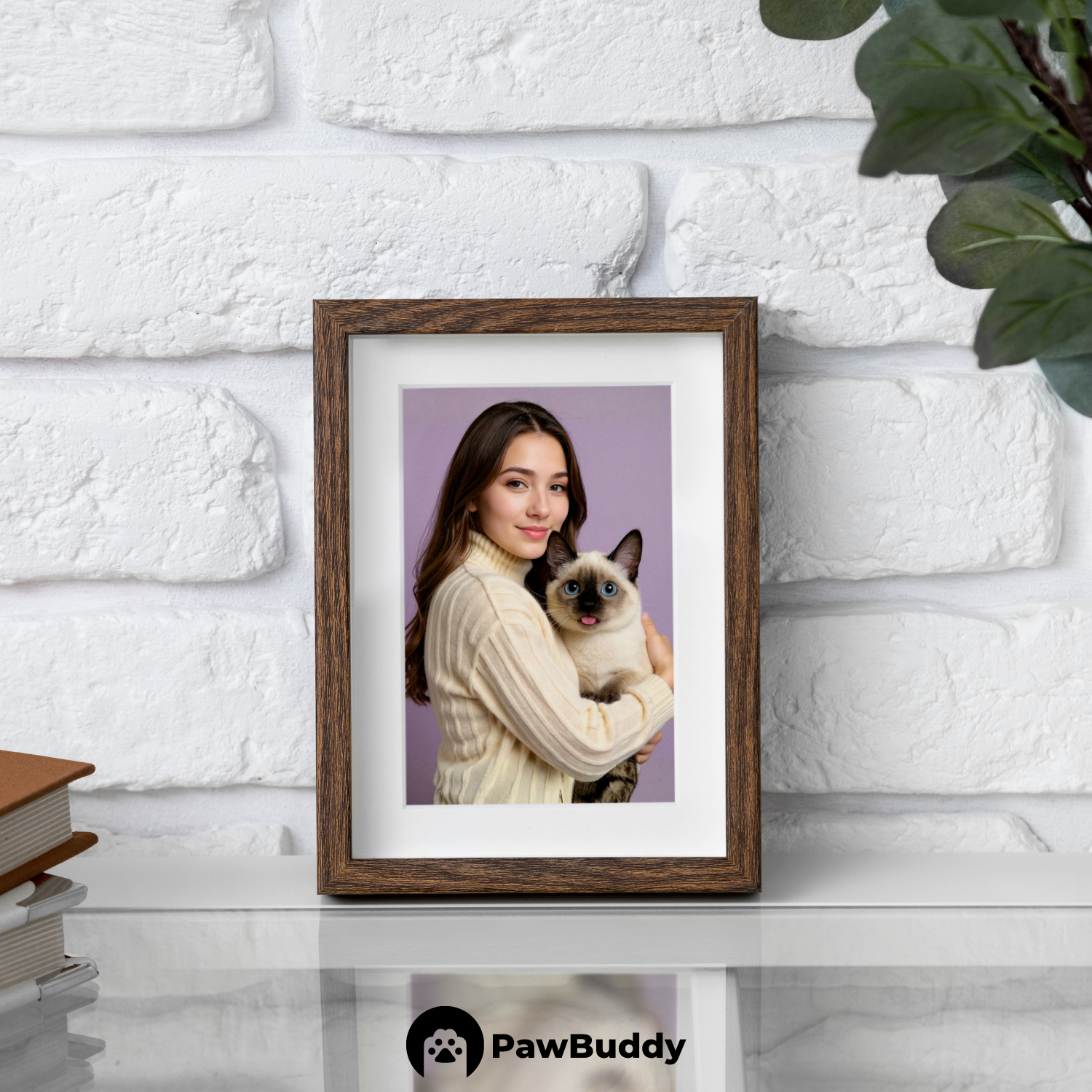Custom Human & Pet Poster Lilac Bliss Portrait – Personalized High-Resolution Matte Print for Wall Art, Home Decor, or Unique Gifts for Pet Lovers (Frame Not Included)