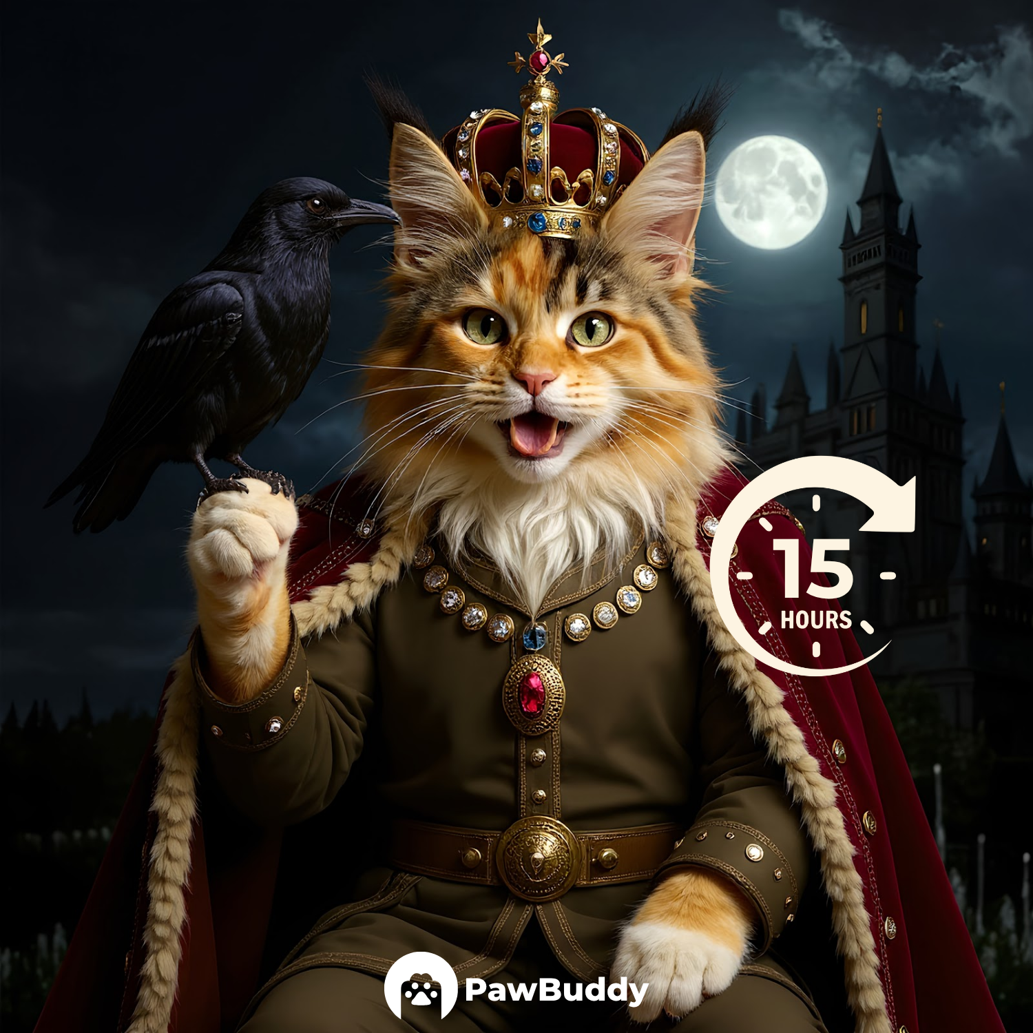 Custom Pet Portrait Gothic Royal Halloween Style Digital Artwork - Personalized High-Resolution Artwork for Pet Lovers, Perfect for Online Sharing or as a Unique Spooky-Themed Keepsake