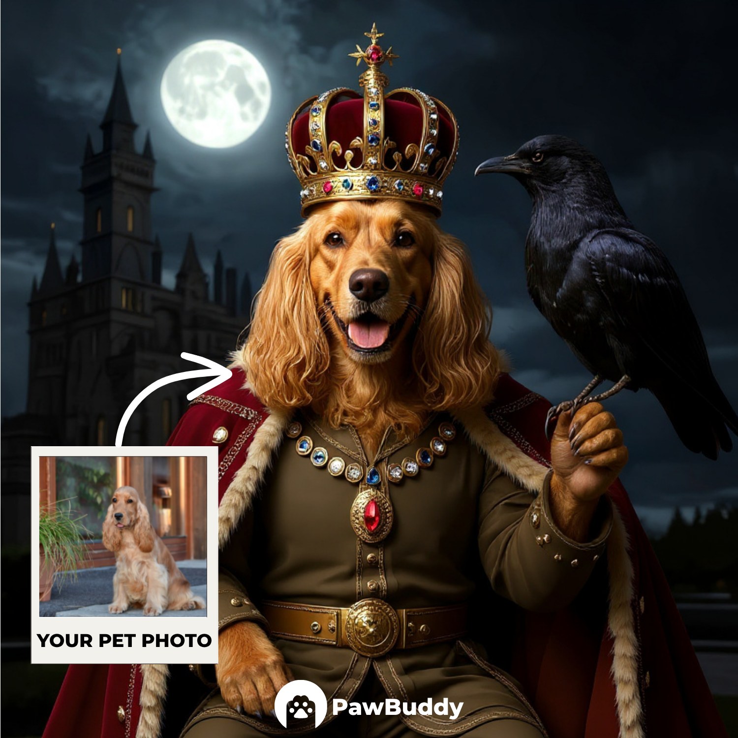 Custom Pet Portrait Gothic Royal Halloween Style Digital Artwork - Personalized High-Resolution Artwork for Pet Lovers, Perfect for Online Sharing or as a Unique Spooky-Themed Keepsake
