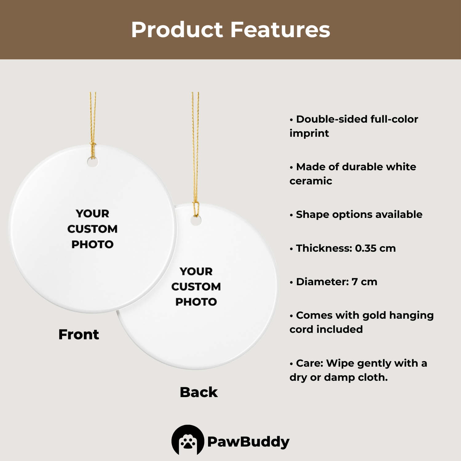 Custom Pet Ceramic Ornament Collection – Personalized High-Quality Keepsake with Double-Side Printing, Perfect for Year-Round Decor or Meaningful Gifts for Pet Lovers
