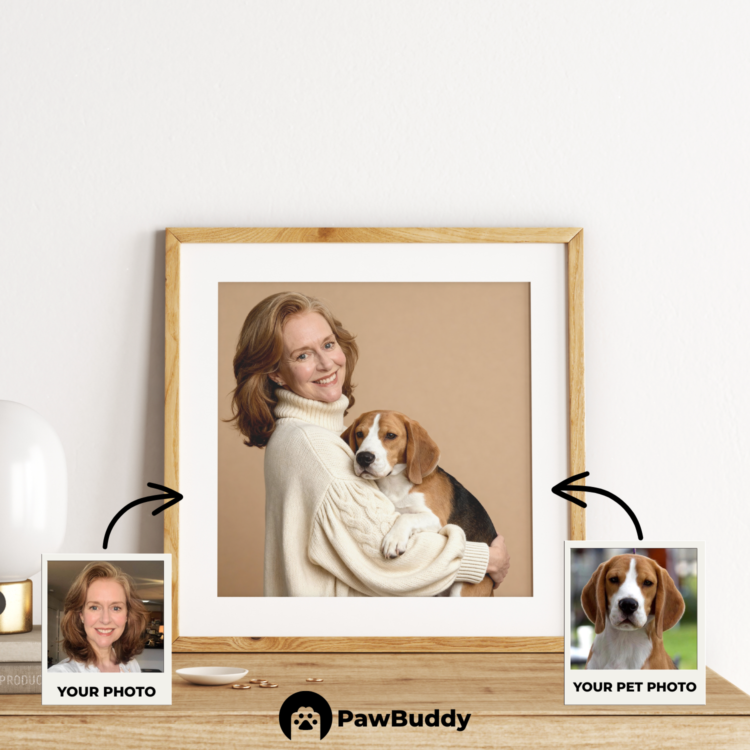 Custom Human & Pet Poster Cocoa Whisk Portrait – Personalized High-Resolution Matte Print for Wall Art, Home Decor, or Unique Gifts for Pet Lovers (Frame Not Included)