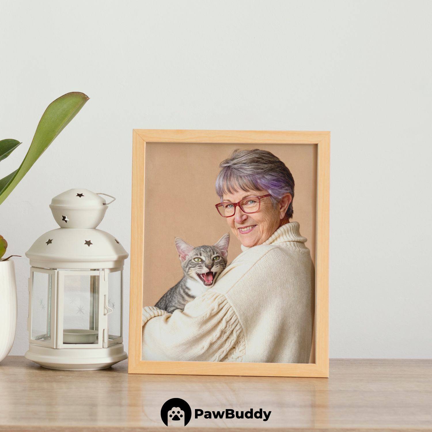 Custom Human & Pet Poster Cocoa Whisk Portrait – Personalized High-Resolution Matte Print for Wall Art, Home Decor, or Unique Gifts for Pet Lovers (Frame Not Included)