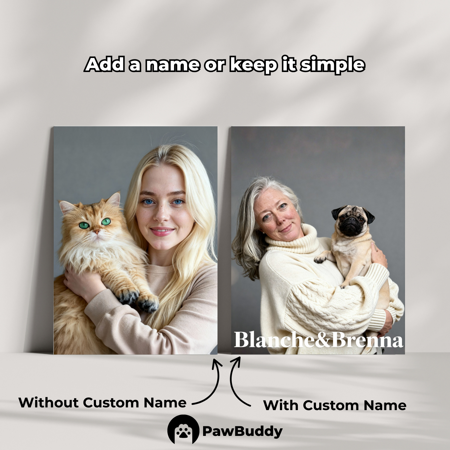 Custom Human & Pet Poster Charcoal Bond Portrait – Personalized High-Resolution Matte Print for Wall Art, Home Decor, or Unique Gifts for Pet Lovers (Frame Not Included)
