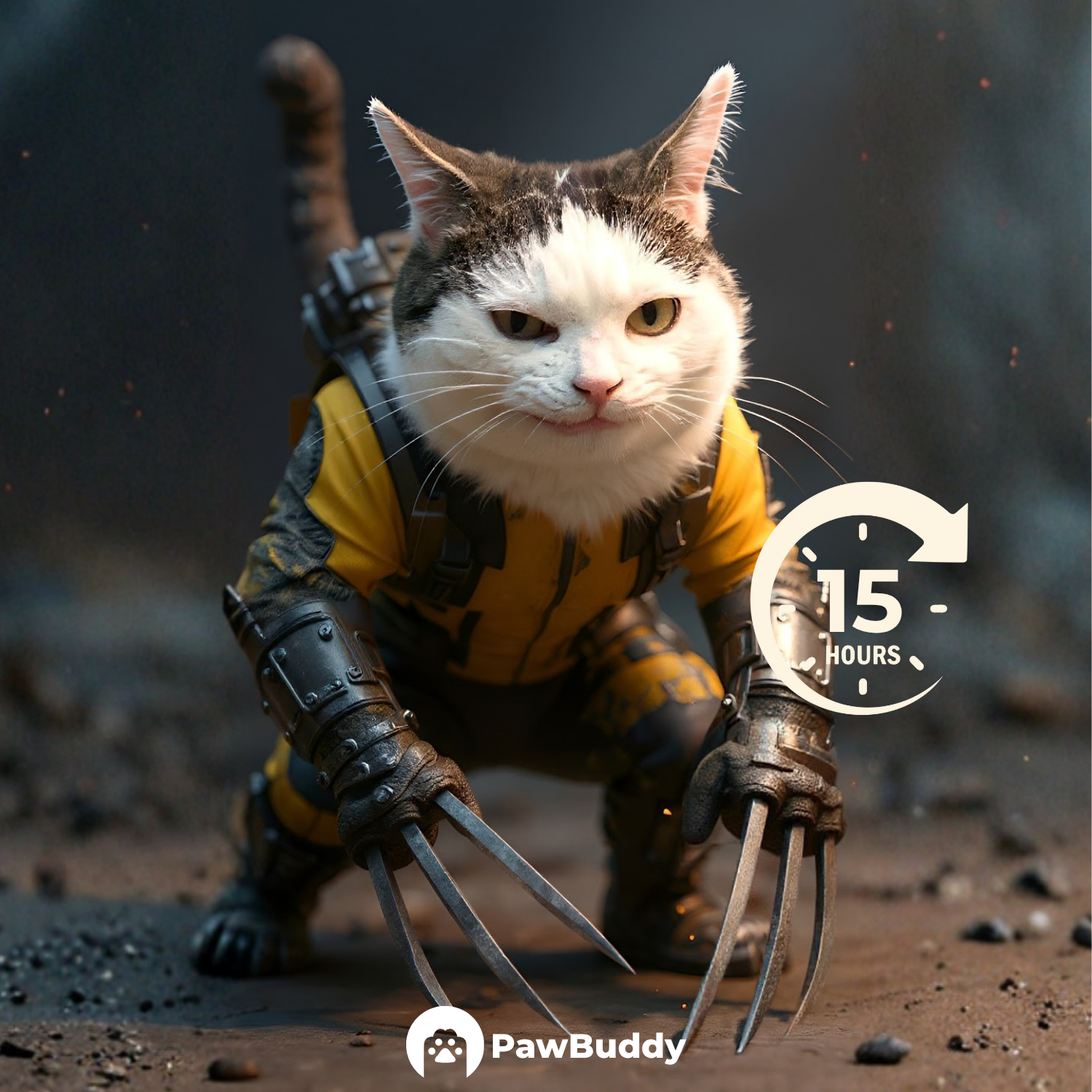Custom Pet Portrait Claw Warrior Cosplay Style Digital Artwork - Personalized High-Resolution Artwork for Pet Lovers, Perfect for Online Sharing or as a Unique Superhero-Themed Keepsake