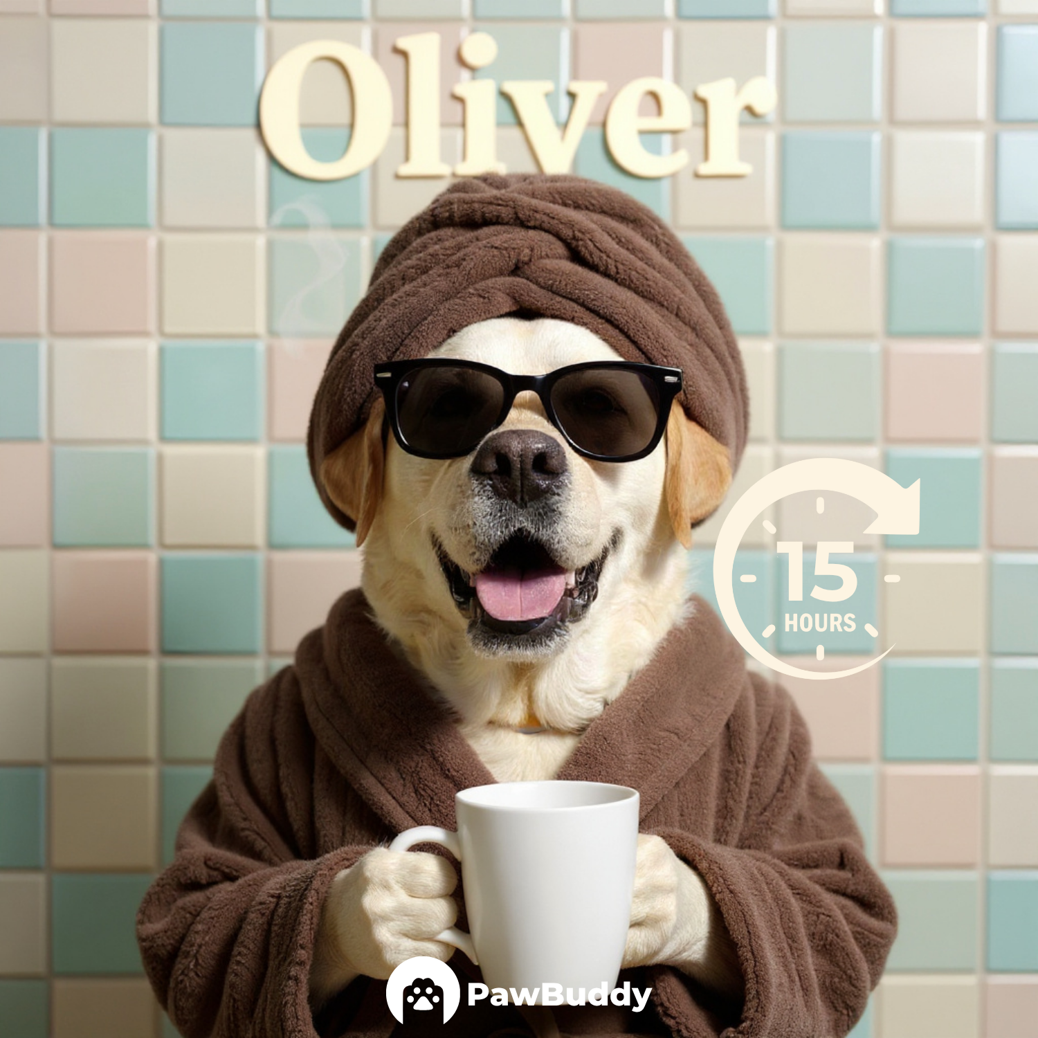 Custom Pet Portrait Mocha Morning Spa Style Digital Artwork - Personalized High-Resolution Artwork for Pet Lovers, Perfect for Online Sharing or as a Unique Relaxation-Themed Keepsake