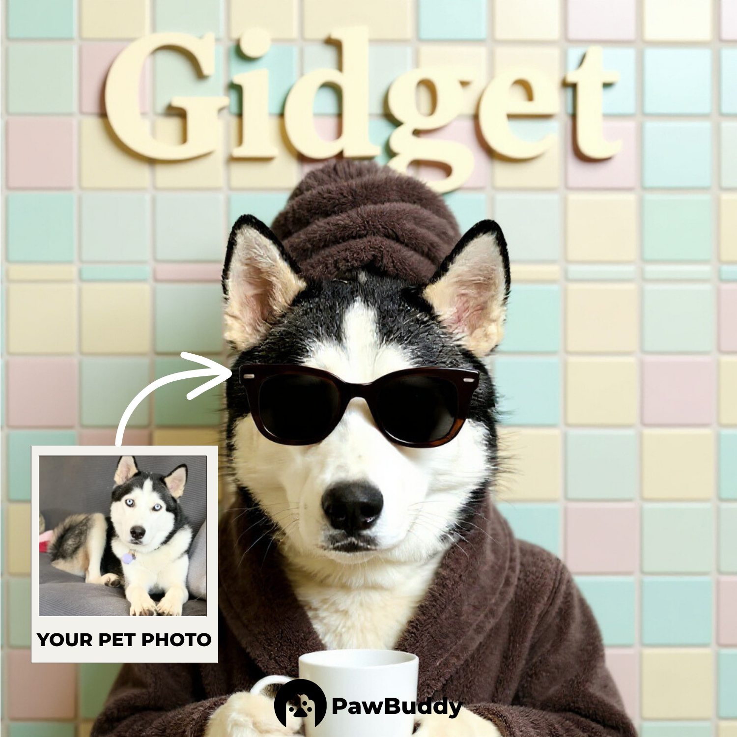 Custom Pet Portrait Mocha Morning Spa Style Digital Artwork - Personalized High-Resolution Artwork for Pet Lovers, Perfect for Online Sharing or as a Unique Relaxation-Themed Keepsake