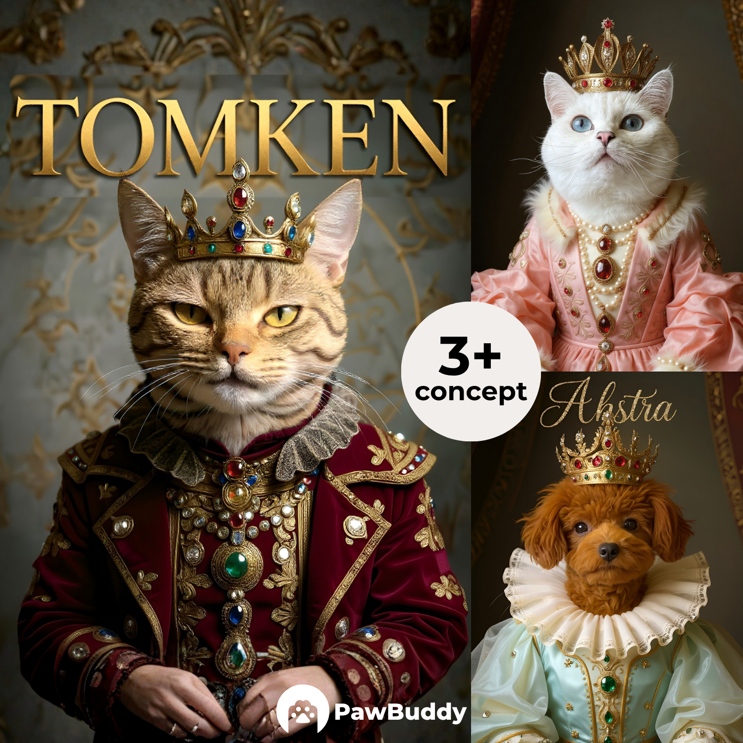 Custom Pet Portrait Regal Elegance Digital Artwork - Personalized High-Resolution Artwork for Pet Lovers, Perfect for Online Sharing or as a Unique Royal-Themed Keepsake