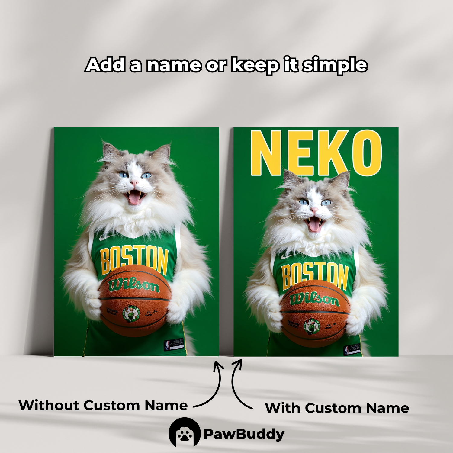 Custom Pet Poster Classic Green Basketball Portrait – Personalized High-Resolution Matte Print for Wall Art, Home Decor, or Unique Gifts for Pet Lovers (Frame Not Included)