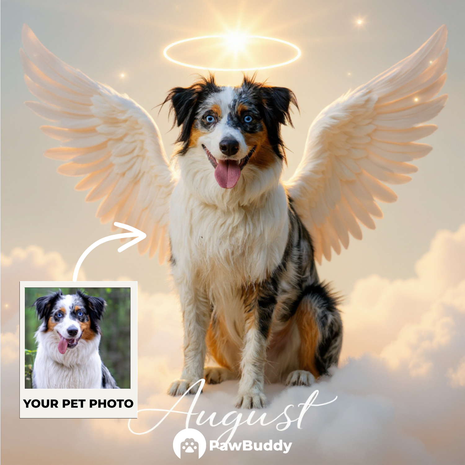 Custom Pet Portrait Golden Halo Angel Style Digital Artwork - Personalized High-Resolution Artwork for Pet Lovers, Perfect for Online Sharing or as a Unique Memorial Keepsake