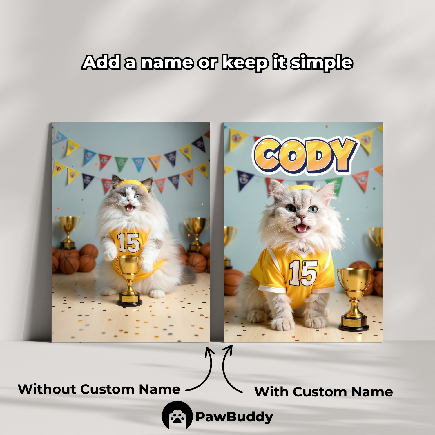 Custom Pet Poster Basketball MVP Portrait – Personalized High-Resolution Matte Print for Wall Art, Home Decor, or Unique Gifts for Pet Lovers (Frame Not Included)