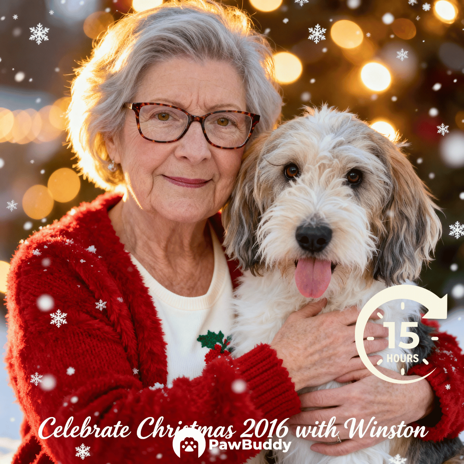 Custom Human & Pet Portrait Christmas Sparkle Moment Digital Artwork - Personalized High Resolution Artwork for Pet Lovers, Perfect for Online Sharing or as a Unique Holiday Keepsake