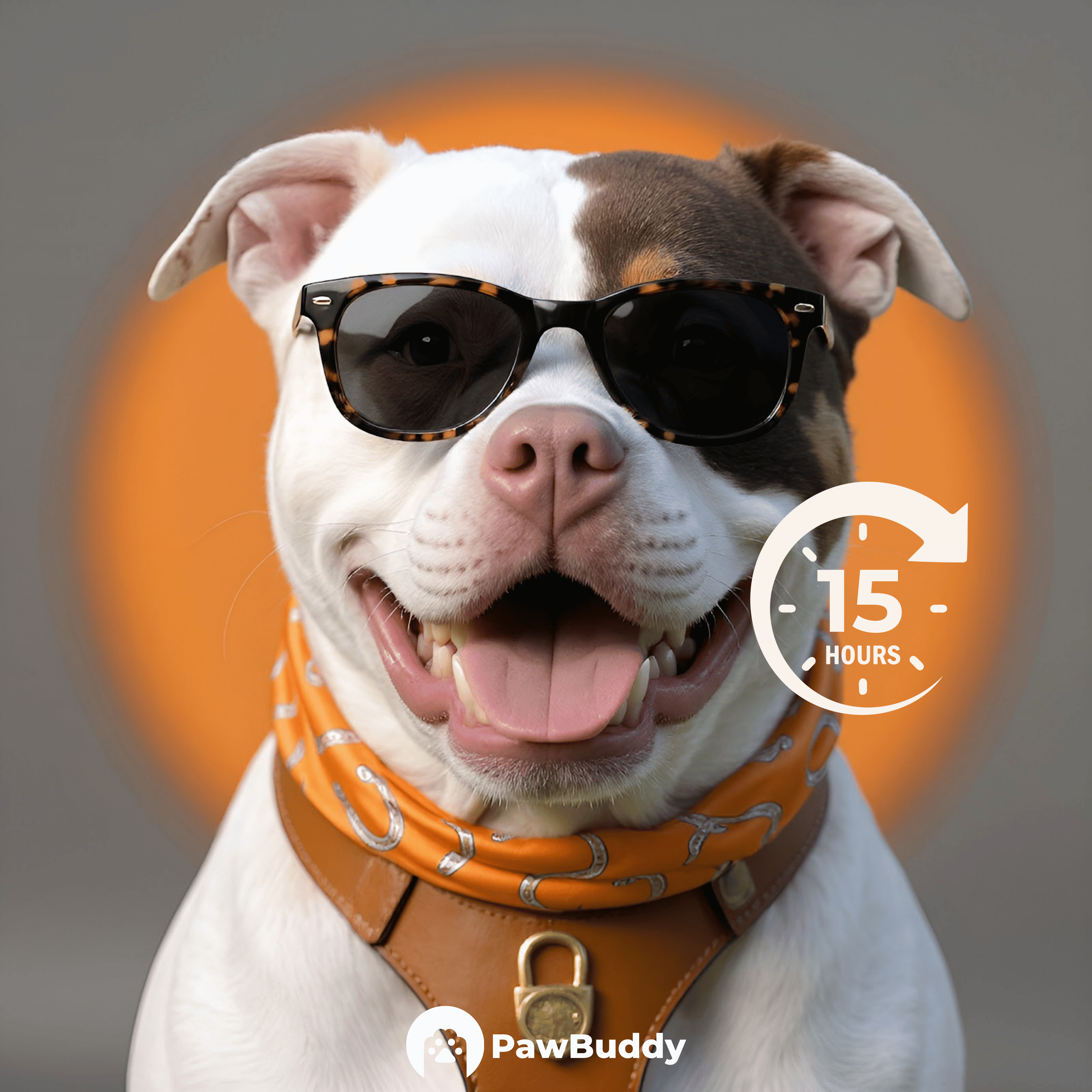 Custom Pet Portrait Equestrian Luxe Orange Elegance Digital Artwork – Personalized High-Resolution Artwork for Pet Lovers, Perfect for Online Sharing or as a Unique Fashion-Inspired Keepsake