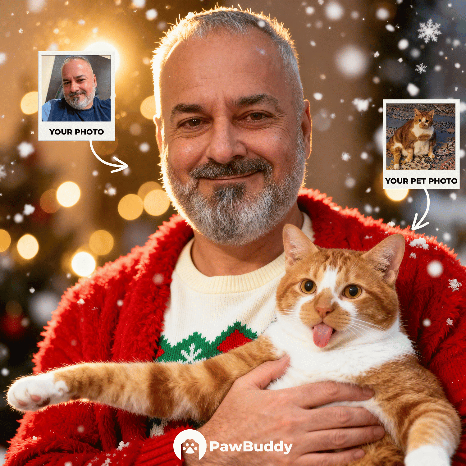 Custom Human & Pet Portrait Christmas Sparkle Moment Digital Artwork - Personalized High Resolution Artwork for Pet Lovers, Perfect for Online Sharing or as a Unique Holiday Keepsake