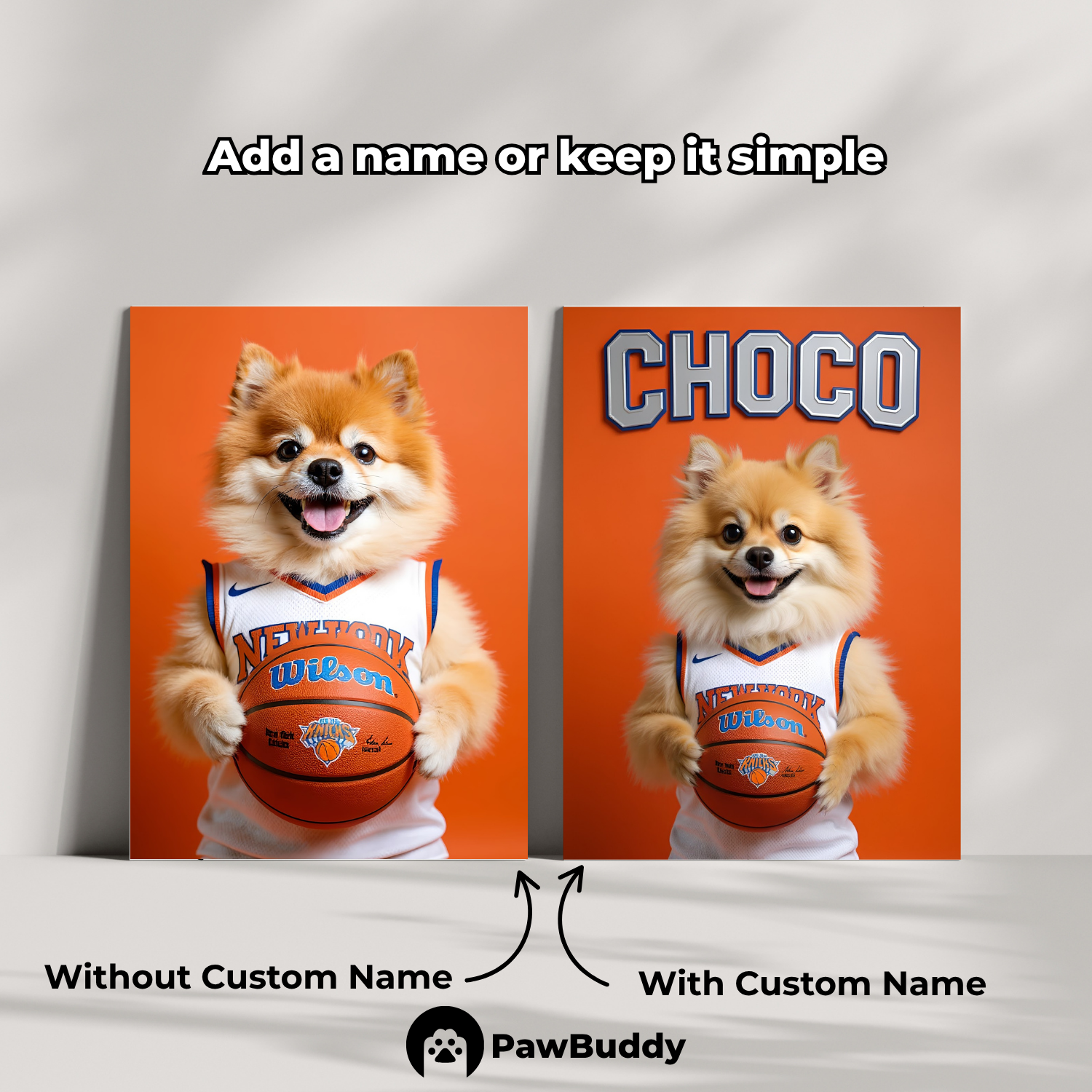 Custom Pet Poster Orange Court Basketball Portrait – Personalized High-Resolution Matte Print for Wall Art, Home Decor, or Unique Gifts for Pet Lovers (Frame Not Included)