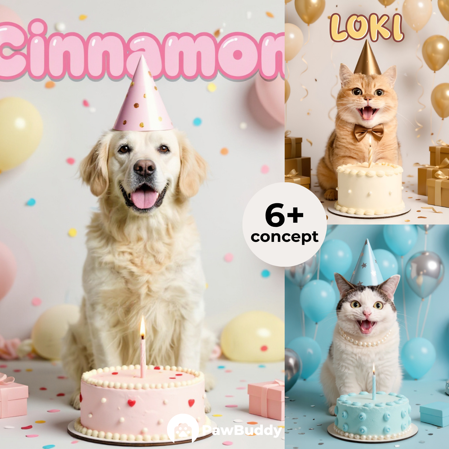 Custom Pet Portrait Pet Birthday Digital Artwork - Personalized High-Resolution Artwork for Pet Lovers, Perfect for Online Sharing or as a Unique Celebration-Themed Keepsake