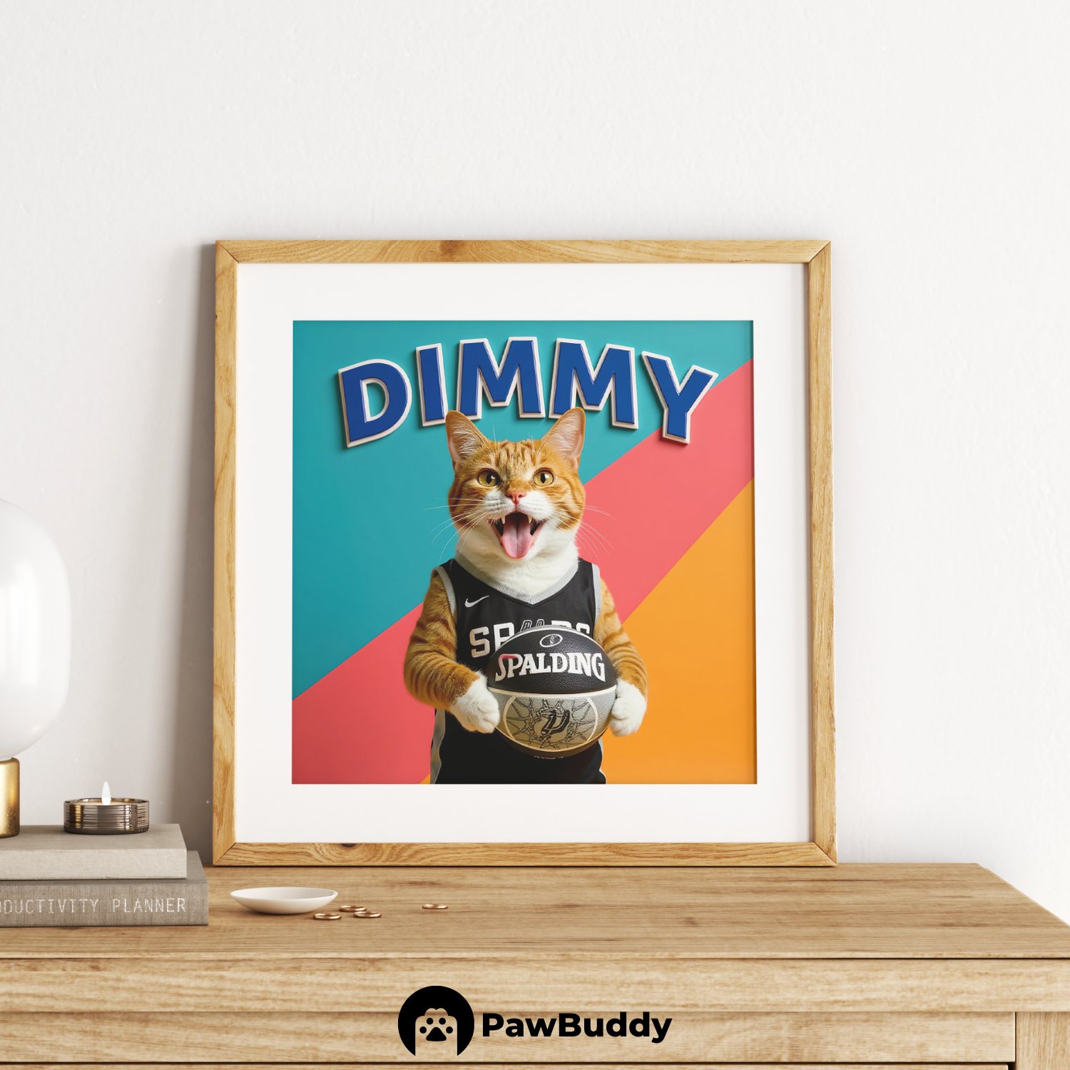 Custom Pet Poster Classic Black & Silver Basketball Portrait – Personalized High-Resolution Matte Print for Wall Art, Home Decor, or Unique Gifts for Pet Lovers (Frame Not Included)
