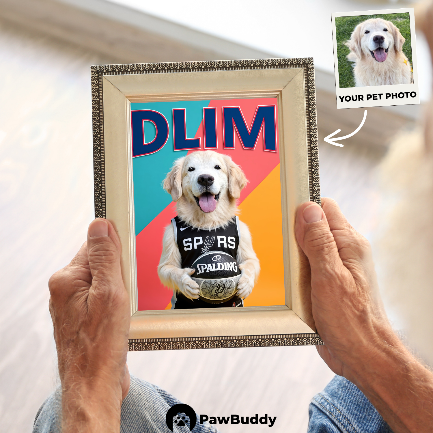 Custom Pet Poster Classic Black & Silver Basketball Portrait – Personalized High-Resolution Matte Print for Wall Art, Home Decor, or Unique Gifts for Pet Lovers (Frame Not Included)