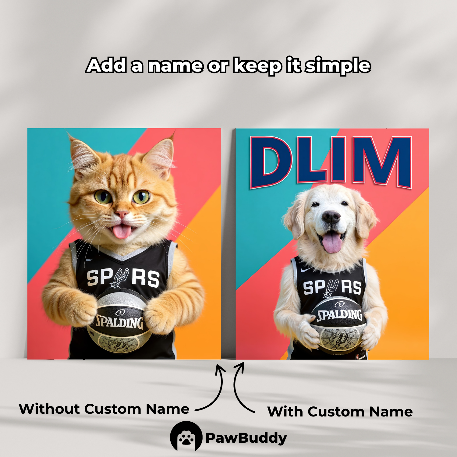 Custom Pet Poster Classic Black & Silver Basketball Portrait – Personalized High-Resolution Matte Print for Wall Art, Home Decor, or Unique Gifts for Pet Lovers (Frame Not Included)