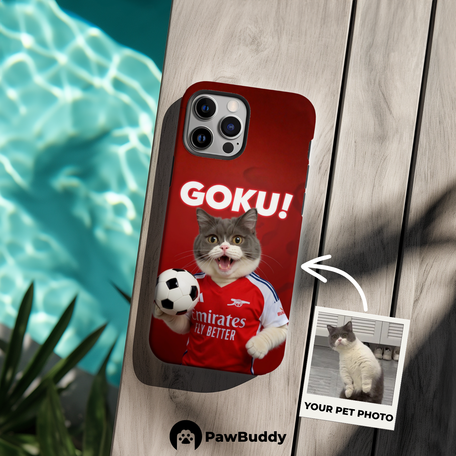Custom Pet Phone Case for iPhone 11–17, Personalized Crimson Spirit Soccer Portrait Design, Dual-Layer Shockproof PC+TPU Protective Cover with Glossy Wraparound Printing, Unique Gift for Pet Lovers