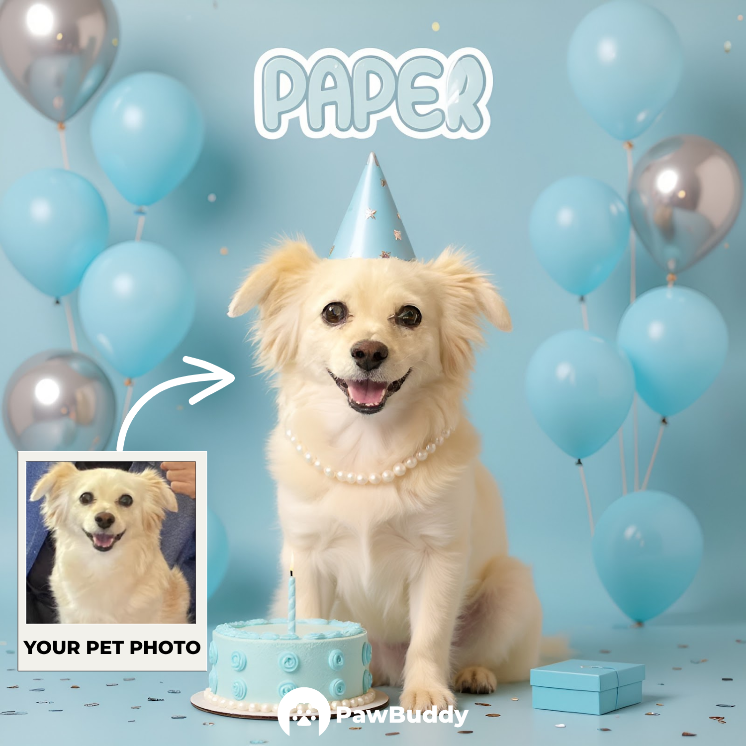 Custom Pet Portrait Pet Birthday Digital Artwork - Personalized High-Resolution Artwork for Pet Lovers, Perfect for Online Sharing or as a Unique Celebration-Themed Keepsake