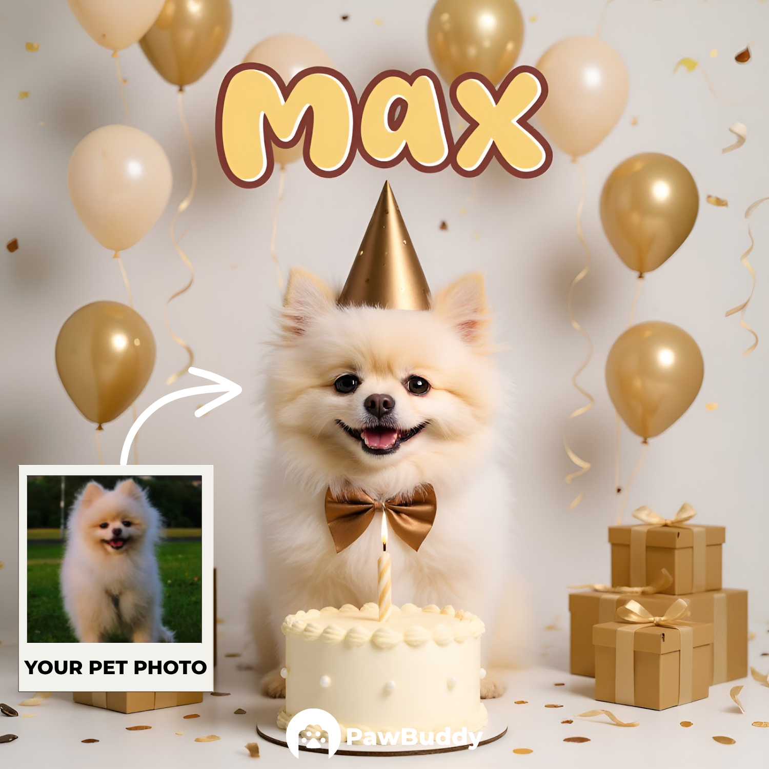 Custom Pet Portrait Pet Birthday Digital Artwork - Personalized High-Resolution Artwork for Pet Lovers, Perfect for Online Sharing or as a Unique Celebration-Themed Keepsake