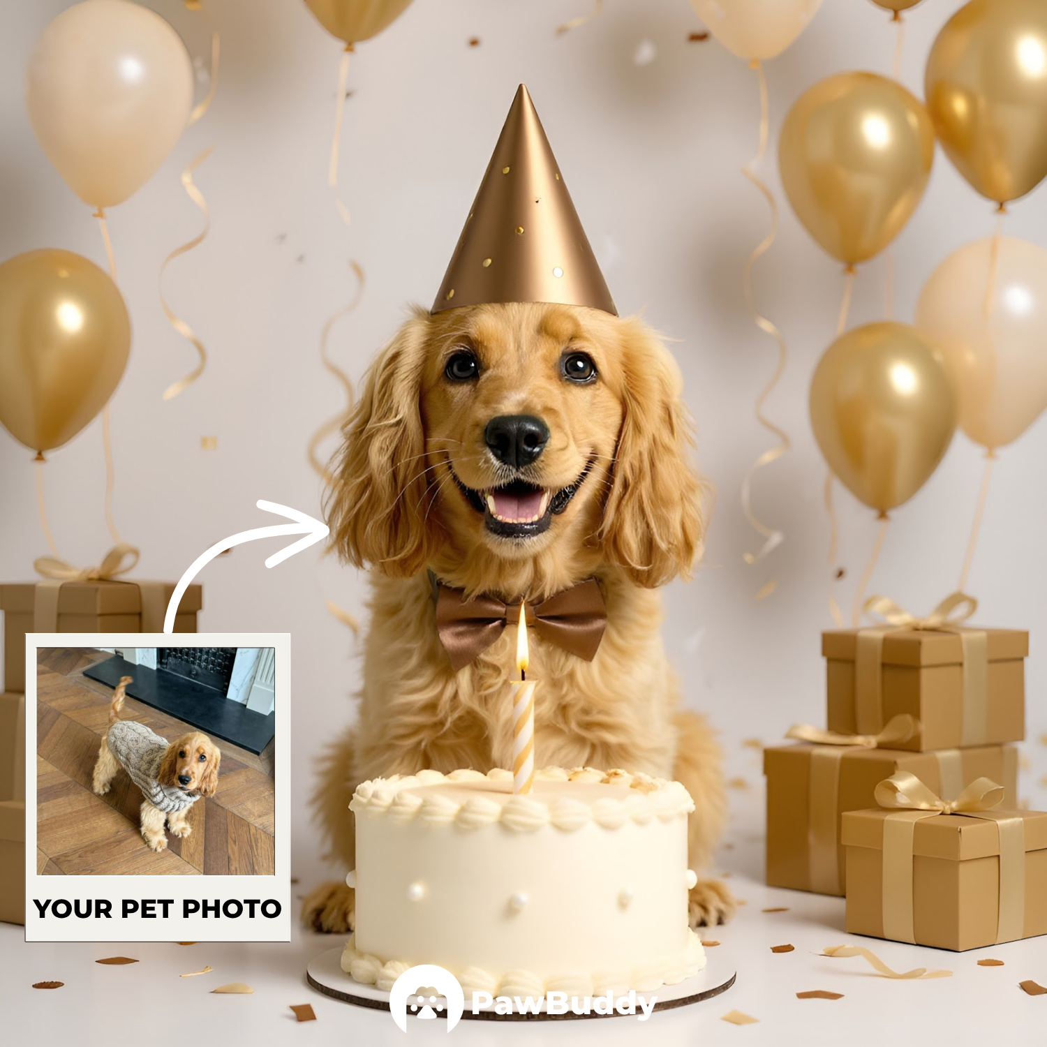 Custom Pet Portrait Pet Birthday Digital Artwork - Personalized High-Resolution Artwork for Pet Lovers, Perfect for Online Sharing or as a Unique Celebration-Themed Keepsake