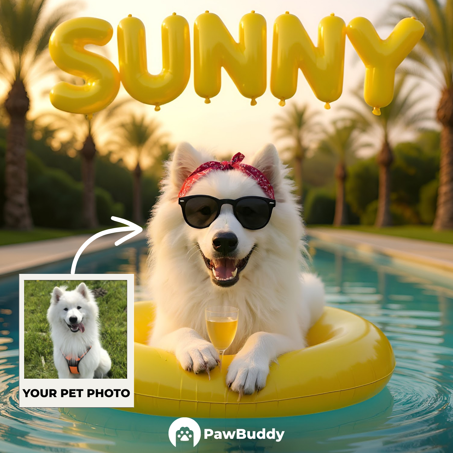 Custom Pet Portrait Summer Splash Pool Style Digital Artwork - Personalized High-Resolution Artwork for Pet Lovers, Perfect for Online Sharing or as a Unique Vacation-Themed Keepsake