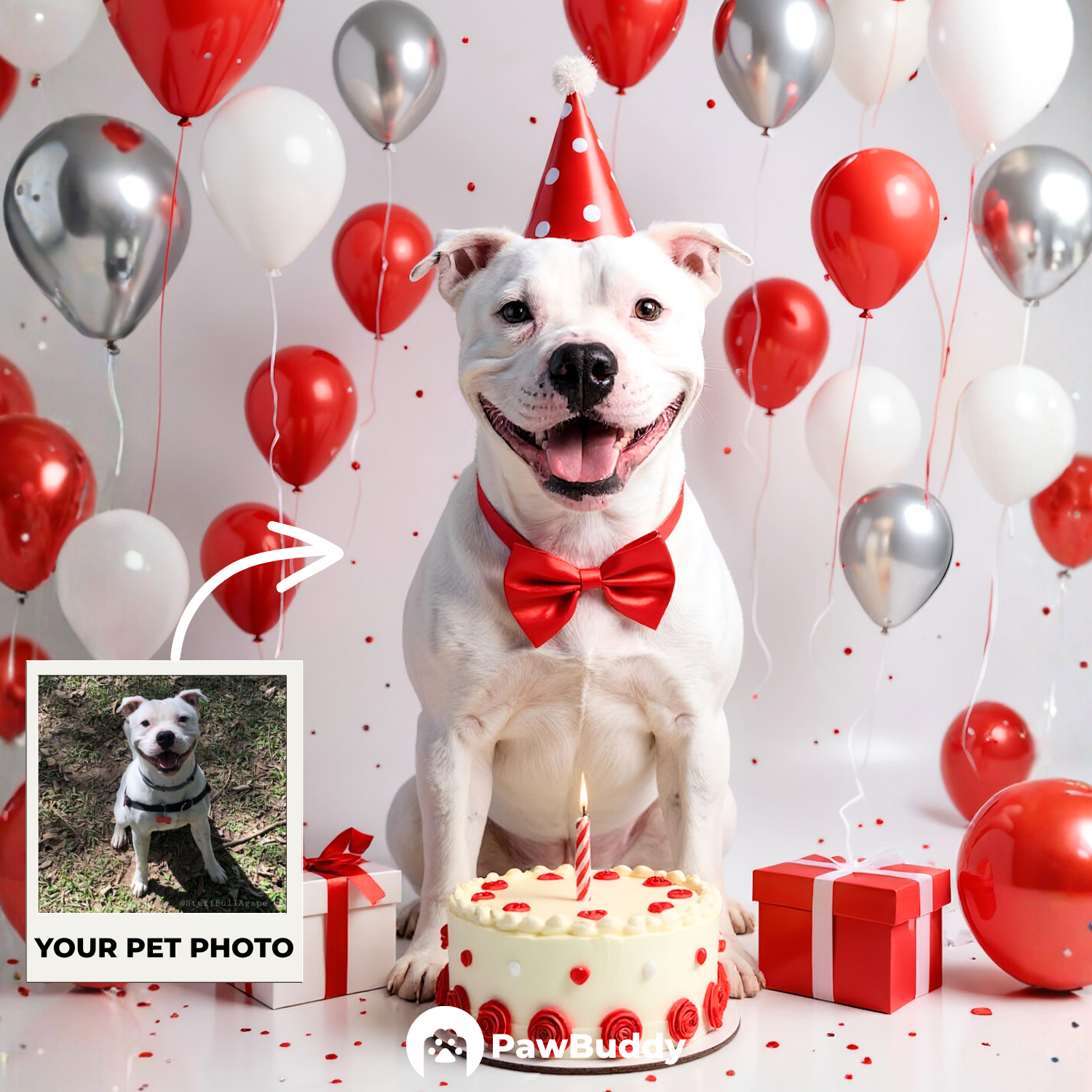Custom Pet Portrait Pet Birthday Digital Artwork - Personalized High-Resolution Artwork for Pet Lovers, Perfect for Online Sharing or as a Unique Celebration-Themed Keepsake
