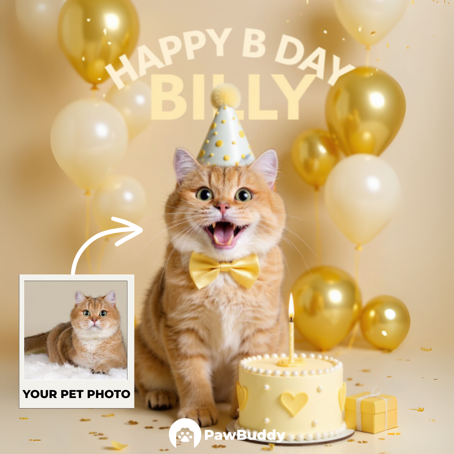 Custom Pet Portrait Pet Birthday Digital Artwork - Personalized High-Resolution Artwork for Pet Lovers, Perfect for Online Sharing or as a Unique Celebration-Themed Keepsake