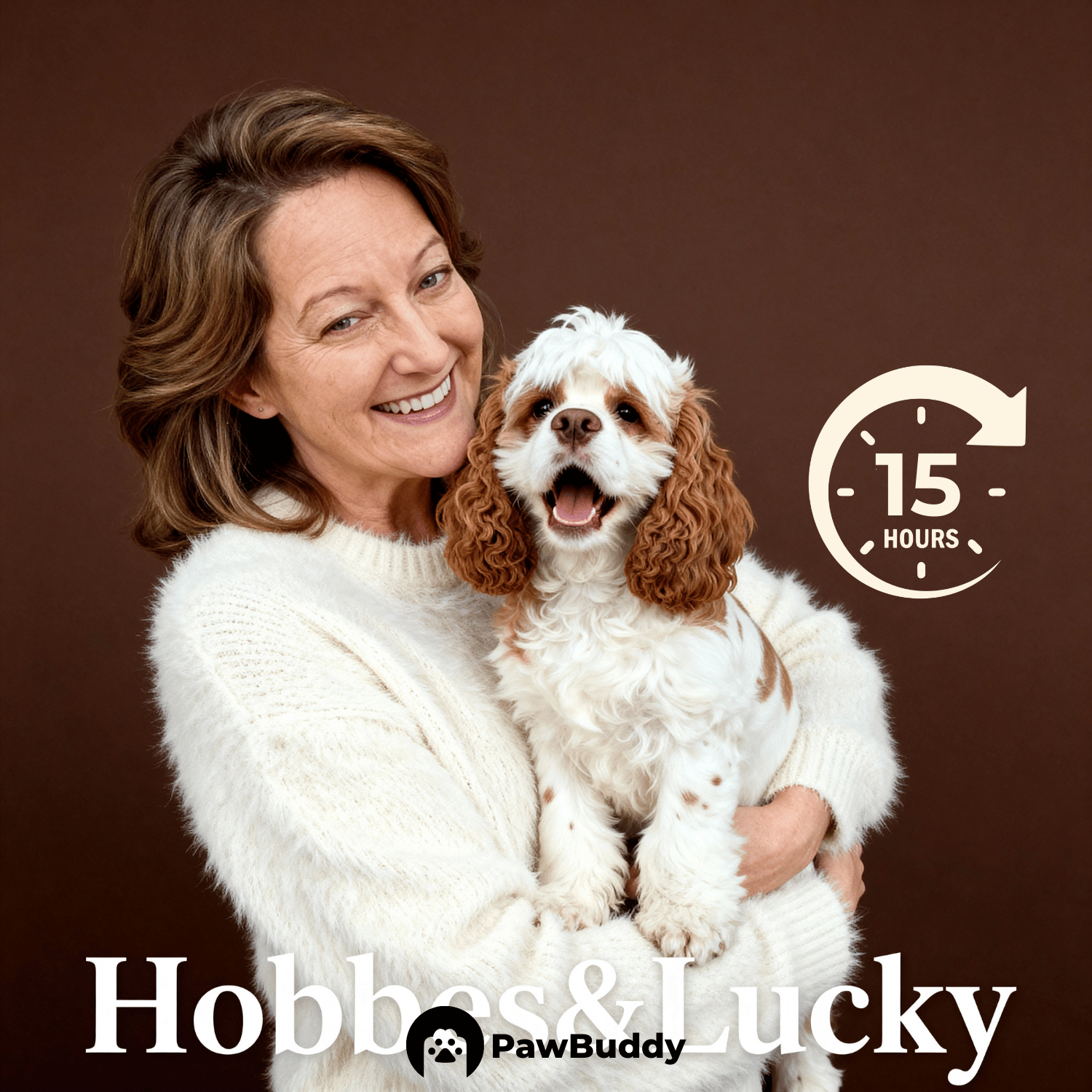 Custom Human & Pet Portrait Caramel Mocha Embrace Digital Artwork - Personalized High-Resolution Artwork for Pet Lovers, Perfect for Online Sharing or as a Unique Elegant Keepsake