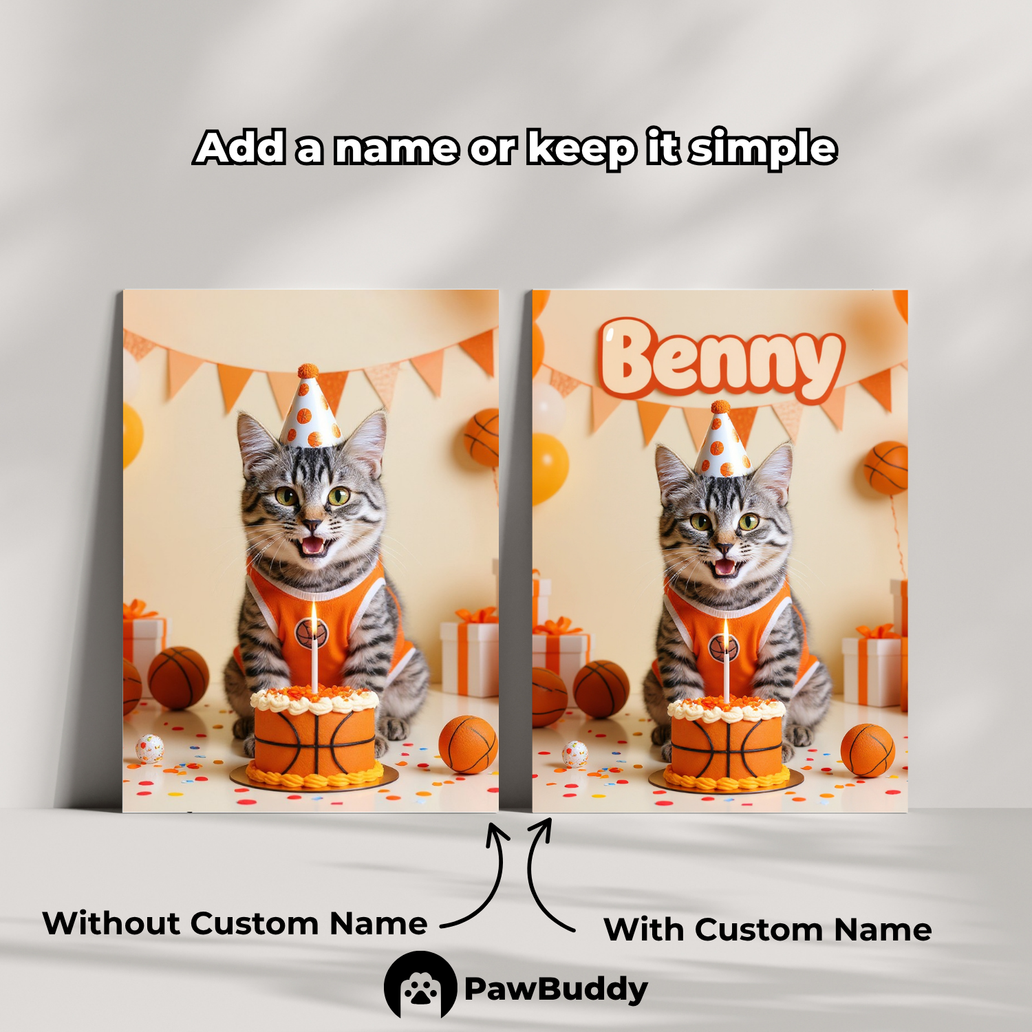 Custom Pet Poster Birthday Basketball Celebration Portrait – Personalized High-Resolution Matte Print for Wall Art, Home Decor, or Unique Gifts for Pet Lovers (Frame Not Included)