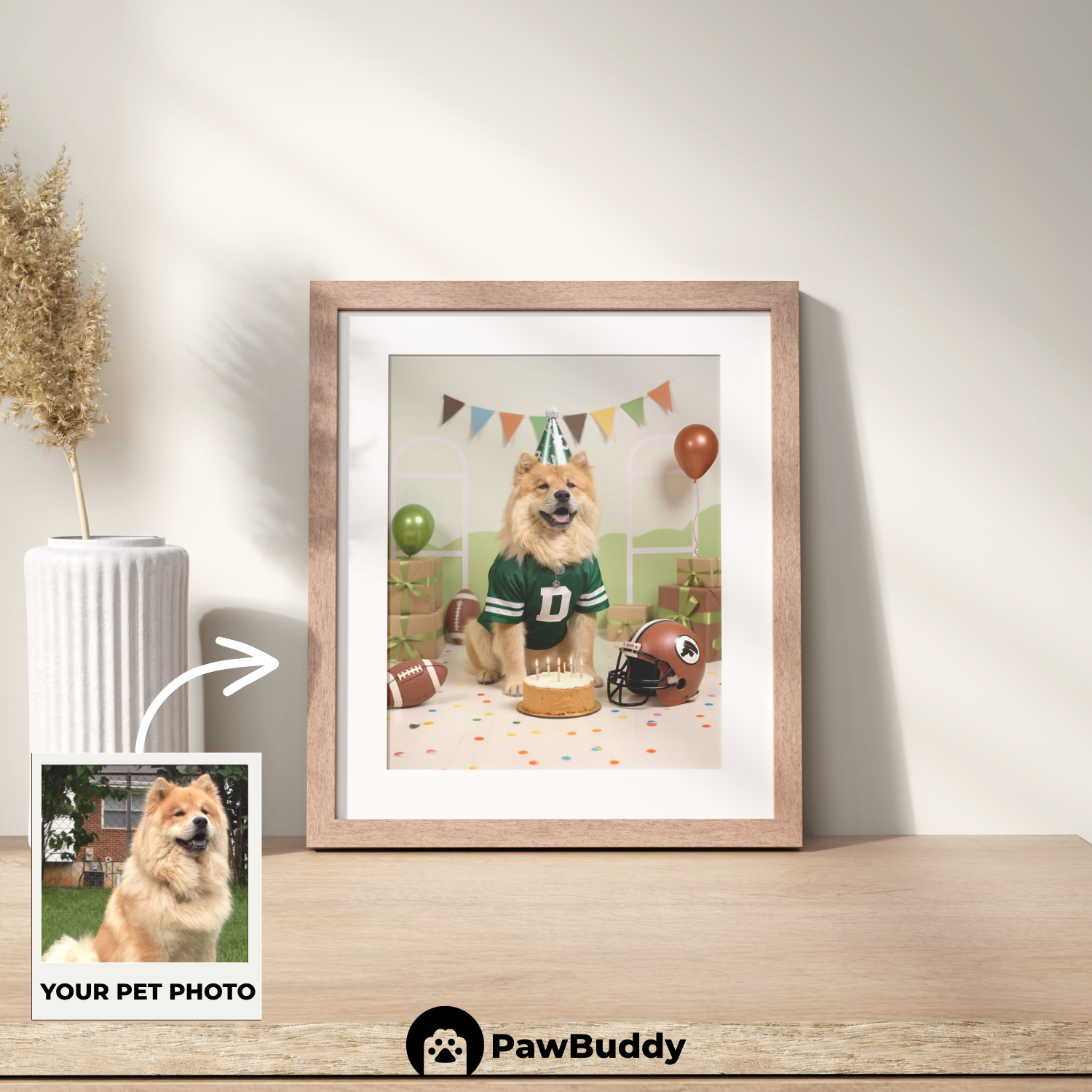Custom Pet Poster Birthday American Football Celebration Portrait – Personalized High-Resolution Matte Print for Wall Art, Home Decor, or Unique Gifts for Pet Lovers (Frame Not Included)