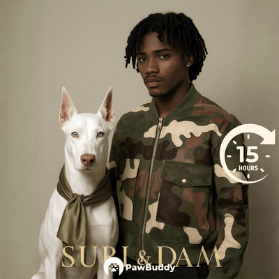 Custom Human & Pet Portrait Urban Camouflage Digital Artwork- Personalized High Resolution Artwork for Pet Lovers, Perfect for Online Sharing or as a Unique Fashion Inspired Keepsake